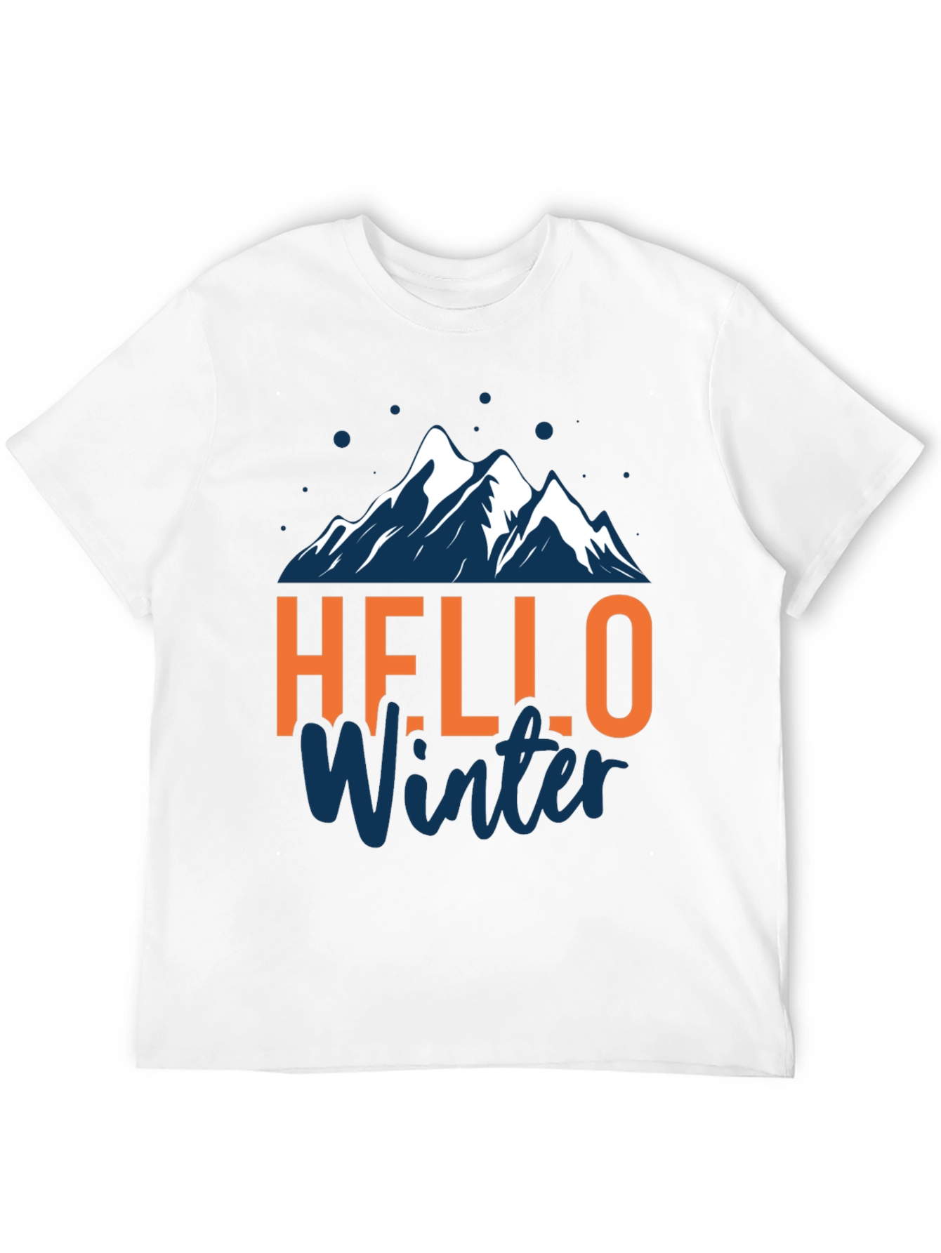 Hello Winter Graphic Tee - Mountain Design Black T-Shirt