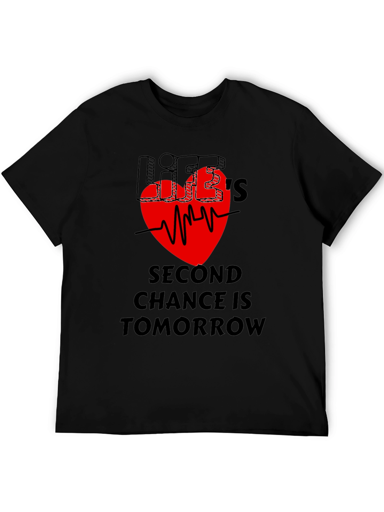 Lifes Second Chance Graphic T-Shirt - Black