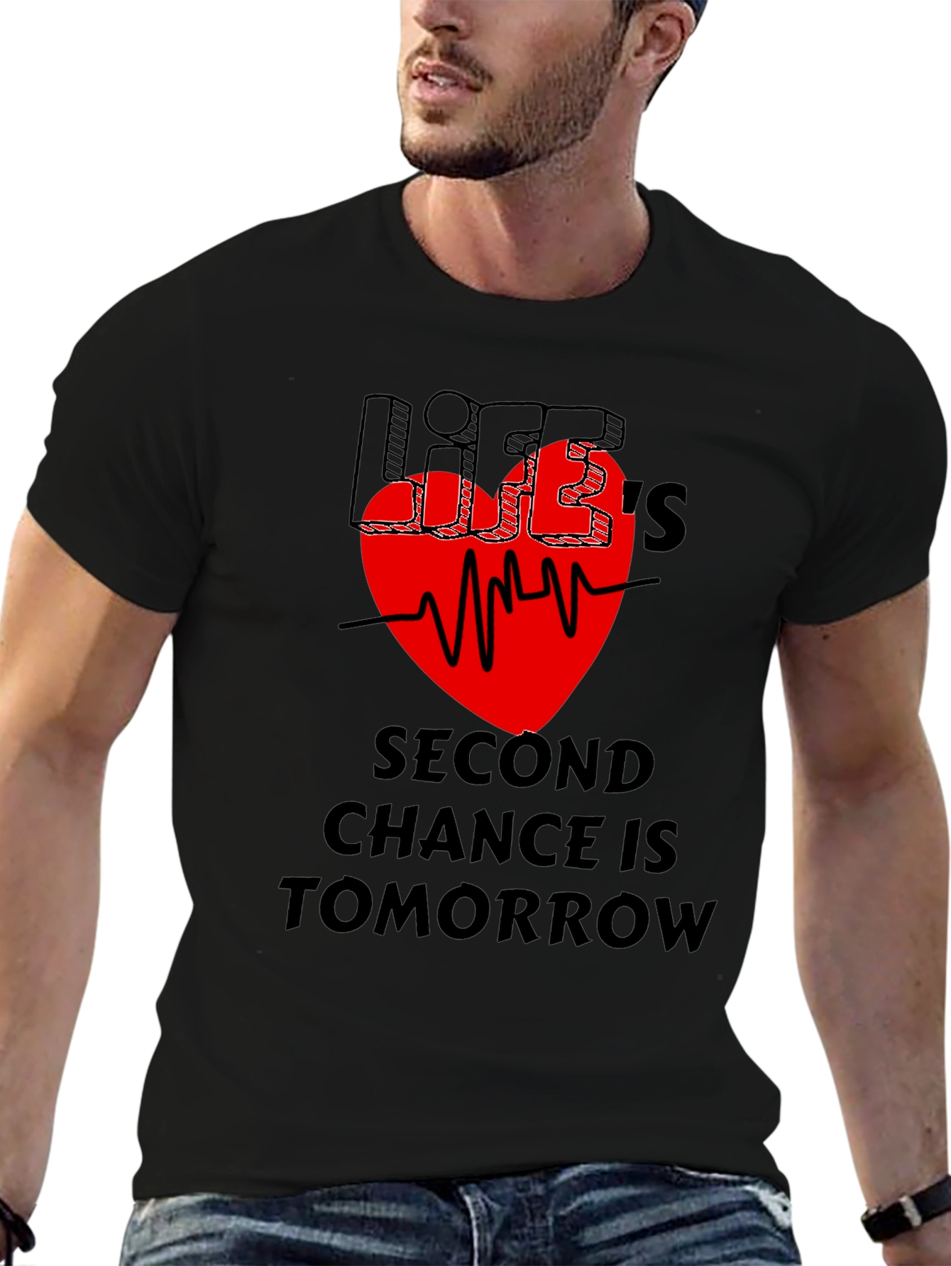 Lifes Second Chance Graphic T-Shirt - Black