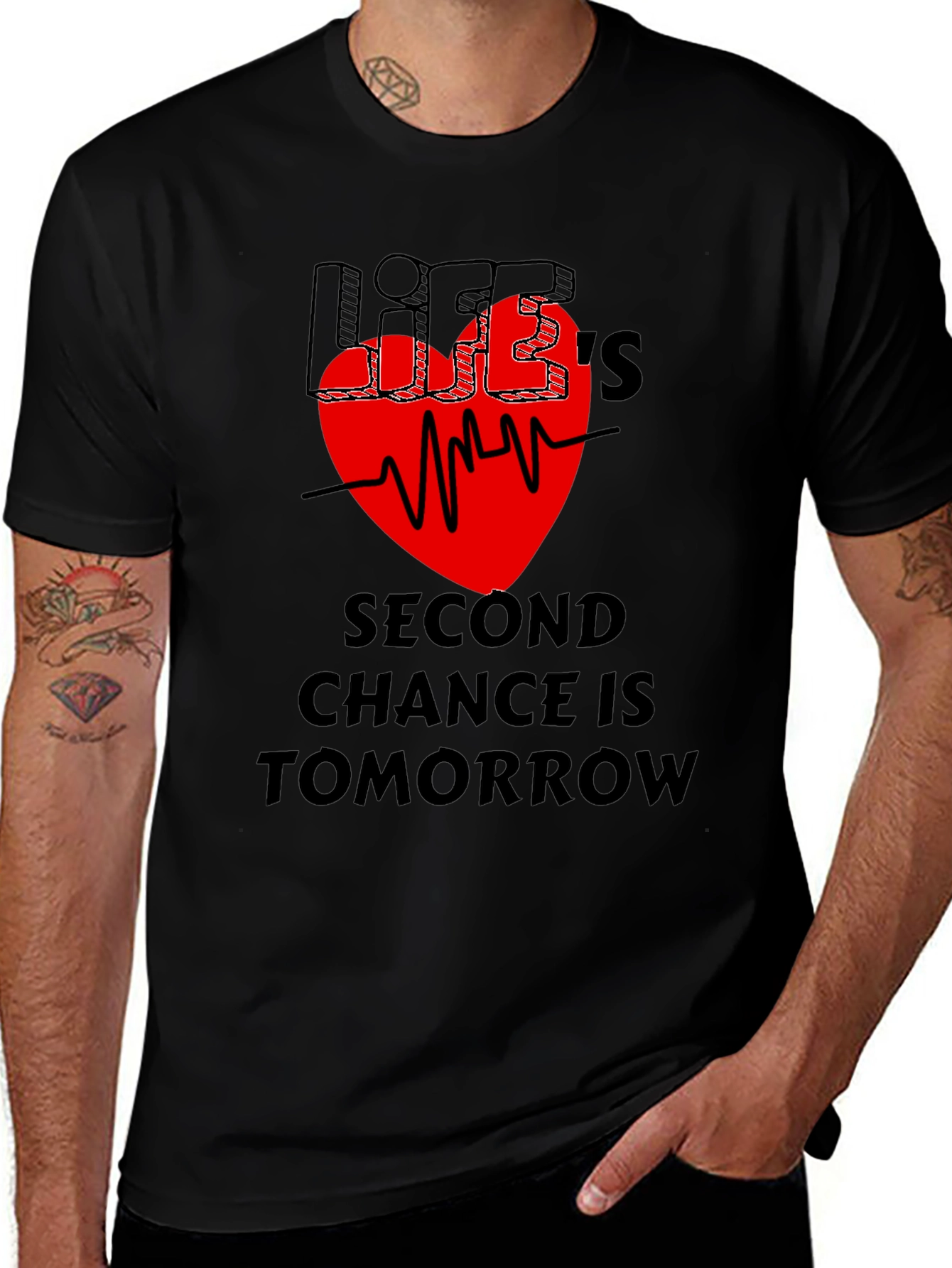 Lifes Second Chance Graphic T-Shirt - Black