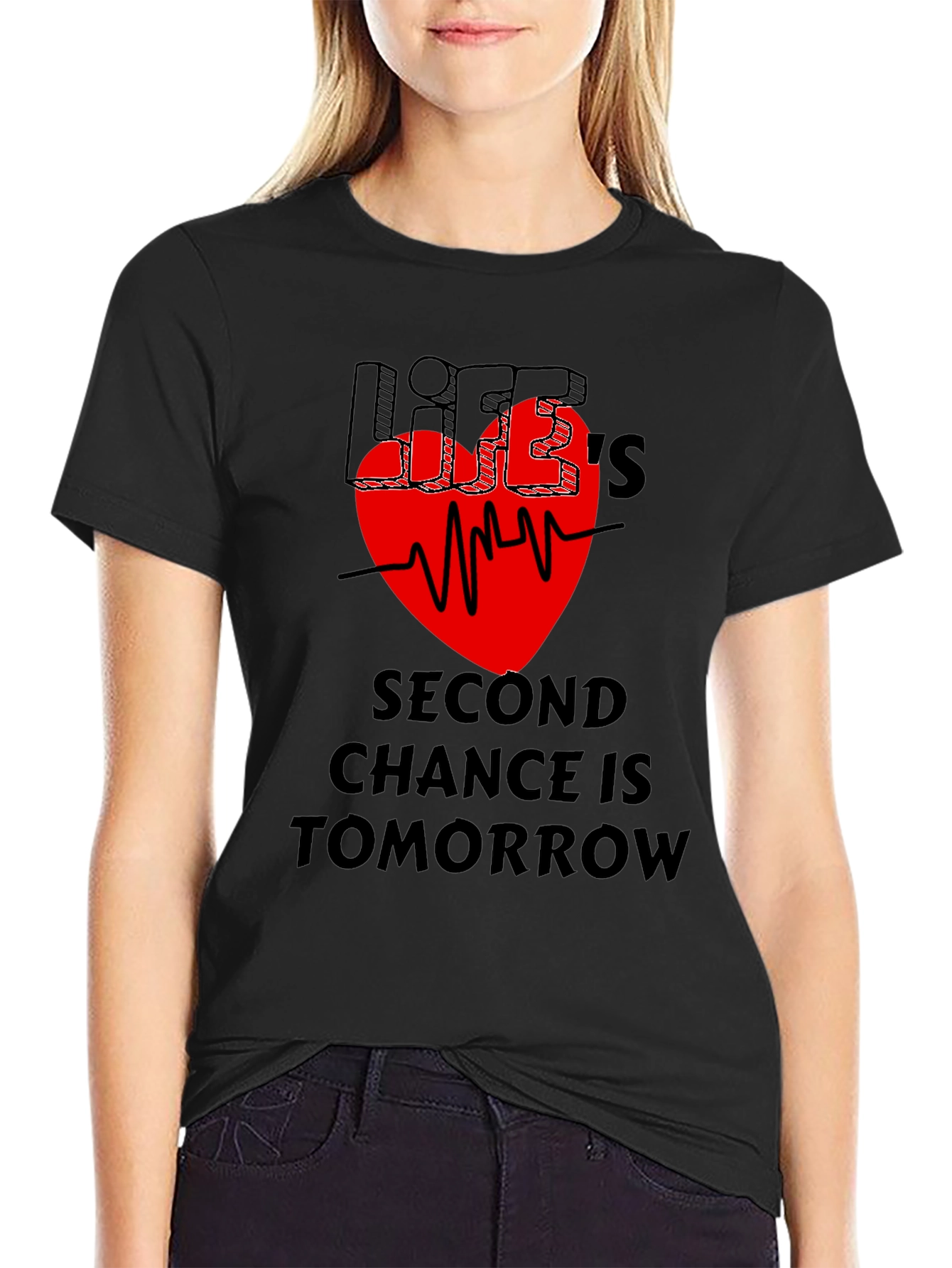 Lifes Second Chance Graphic T-Shirt - Black
