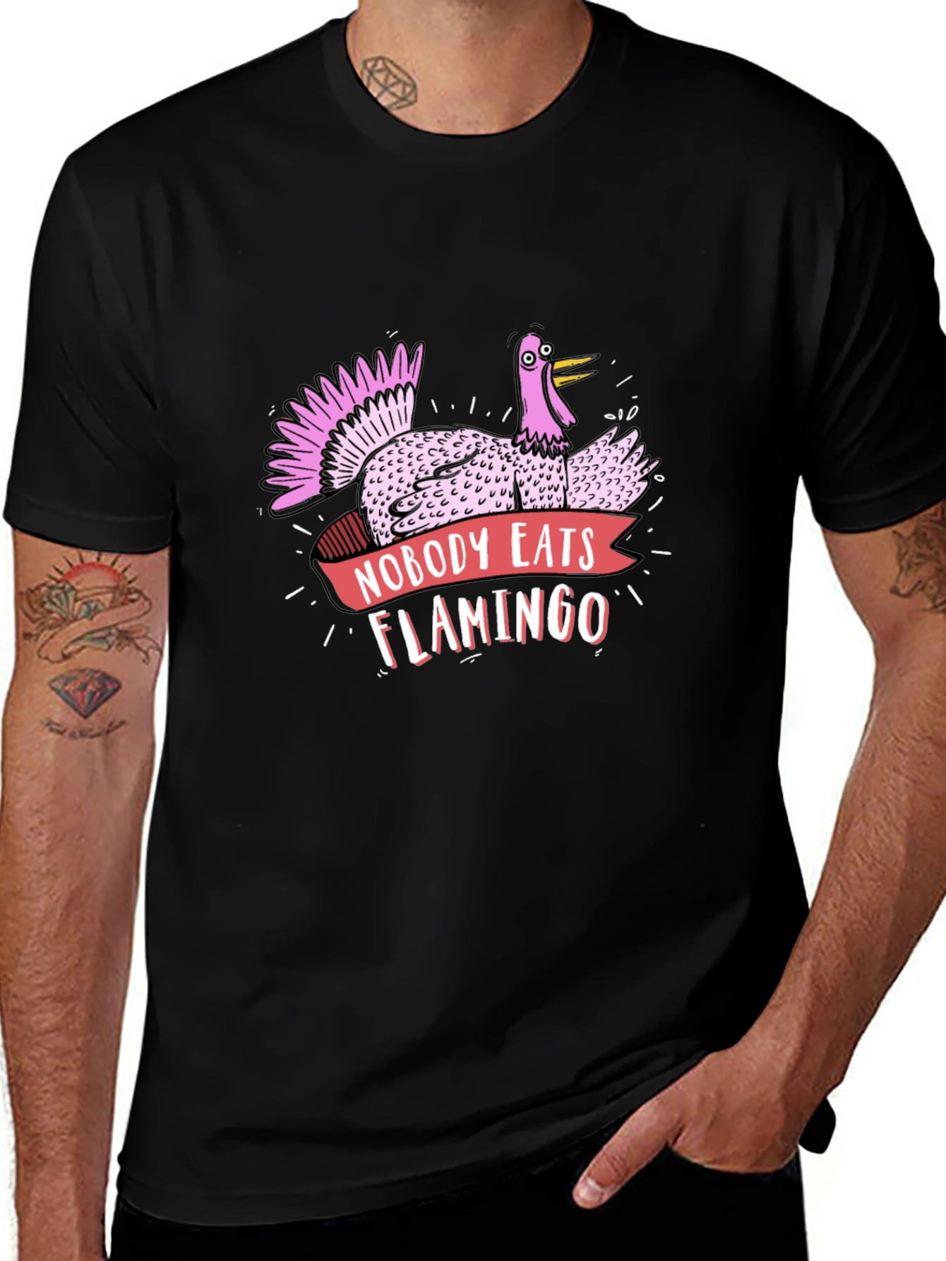 Funny Turkey Flamingo Graphic Tee - Thanksgiving T-Shirt