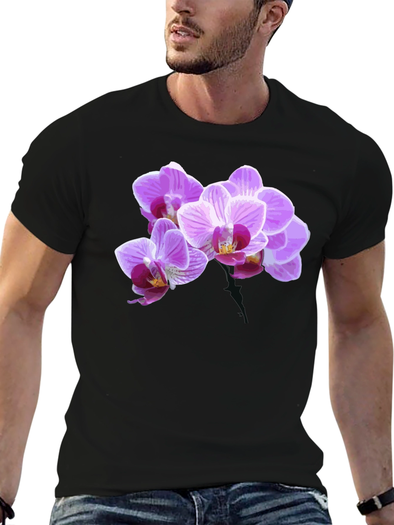 Floral Print Black T-Shirt