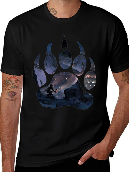 Bear Paw Print Graphic Tee - Adventure Awaits!