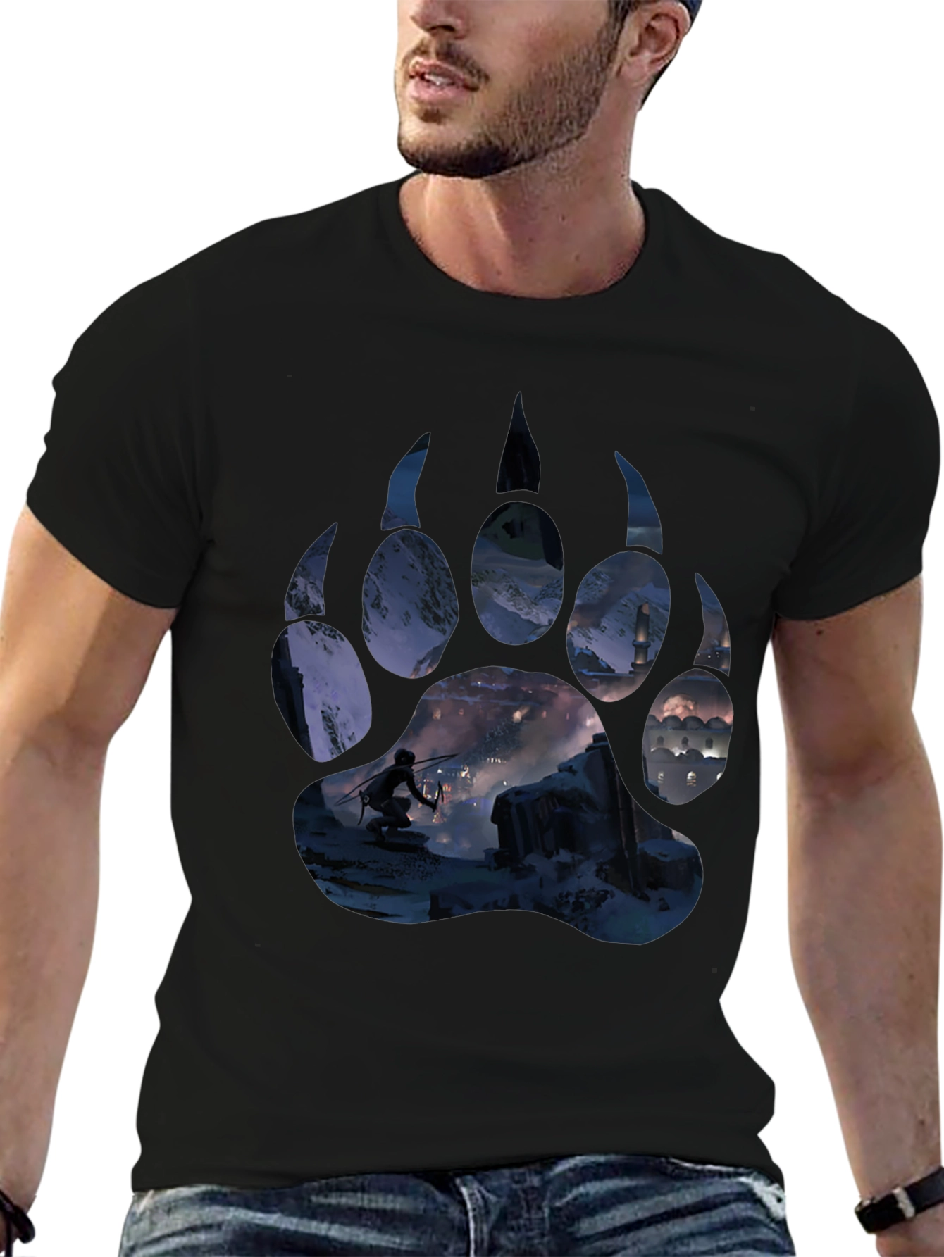 Bear Paw Print Graphic Tee - Adventure Awaits!