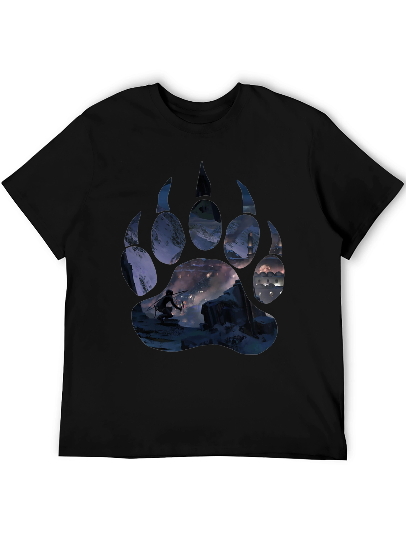 Bear Paw Print Graphic Tee - Adventure Awaits!