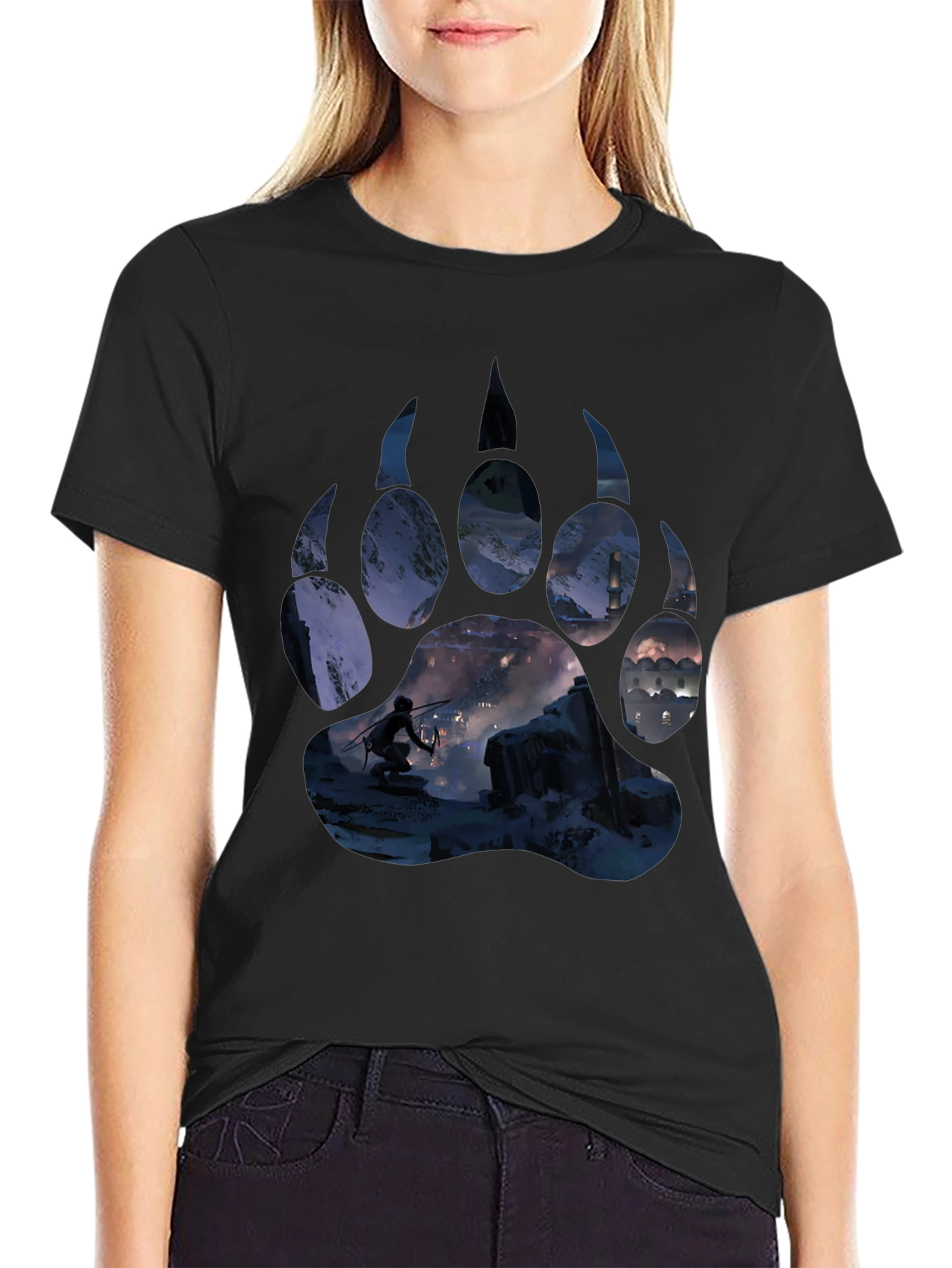Bear Paw Print Graphic Tee - Adventure Awaits!