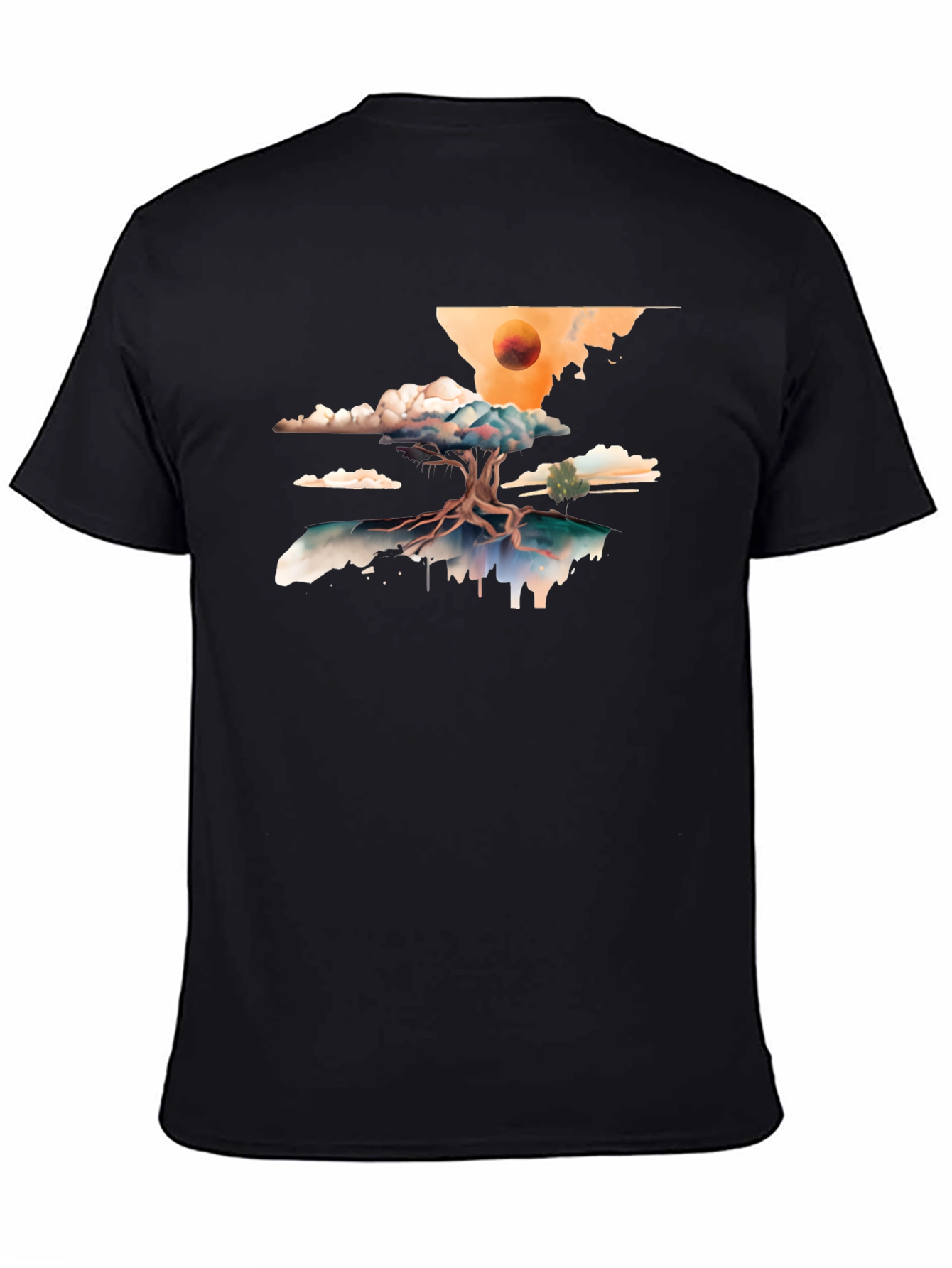 Surreal Tree Graphic Tee - Black Cotton Comfort