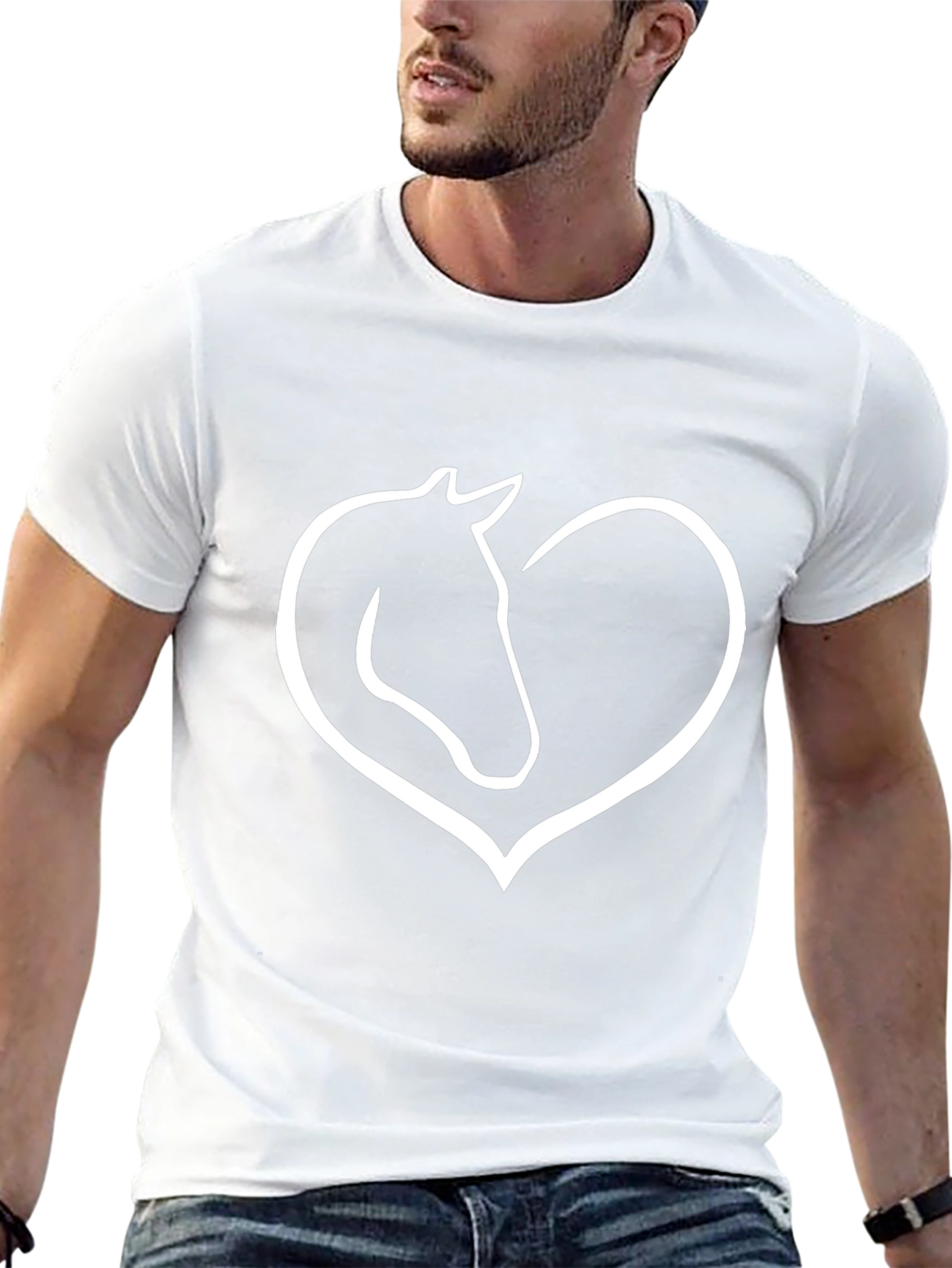 Horse Heart Graphic Tee - Black Cotton T-Shirt