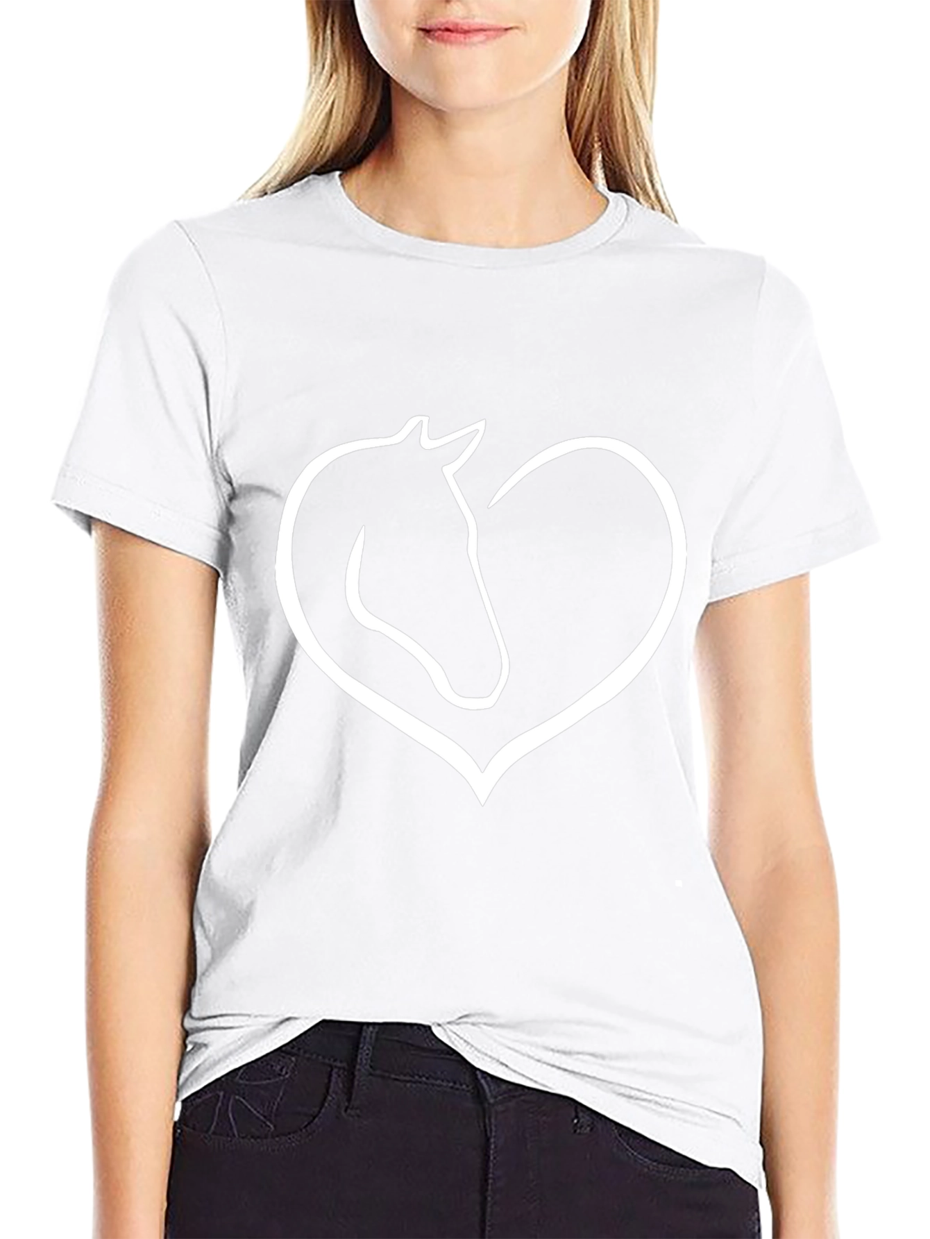 Horse Heart Graphic Tee - Black Cotton T-Shirt