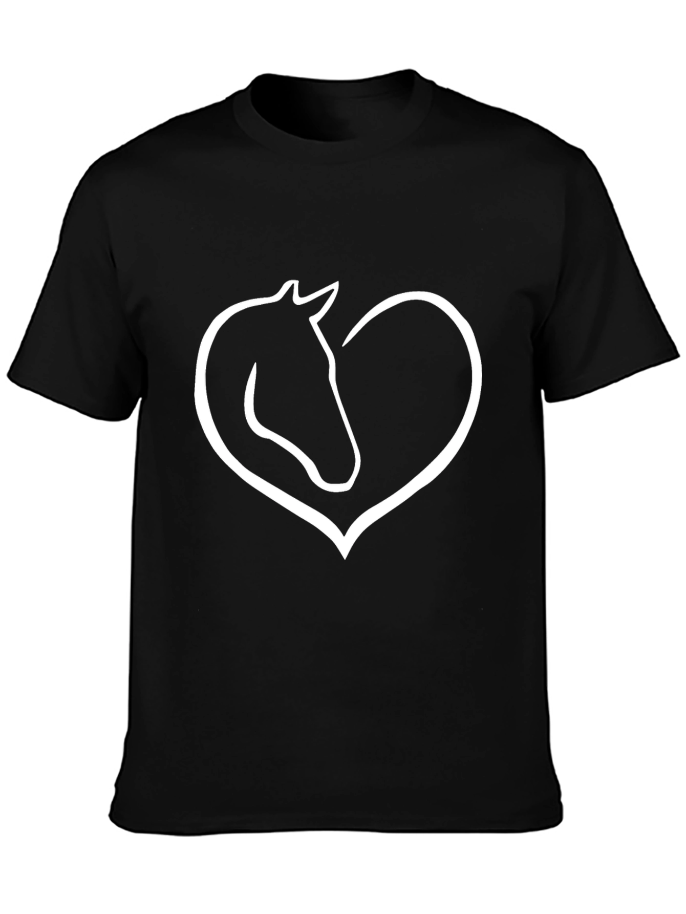 Horse Heart Graphic Tee - Black Cotton T-Shirt