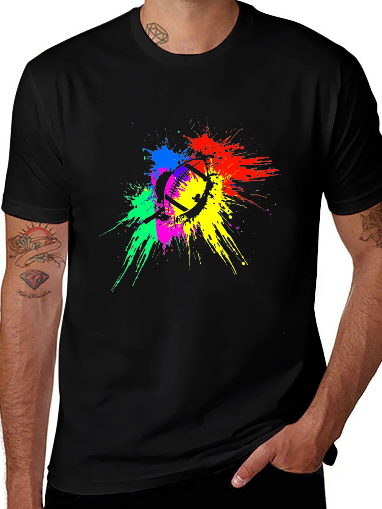 Colorful Football Splatter T-Shirt