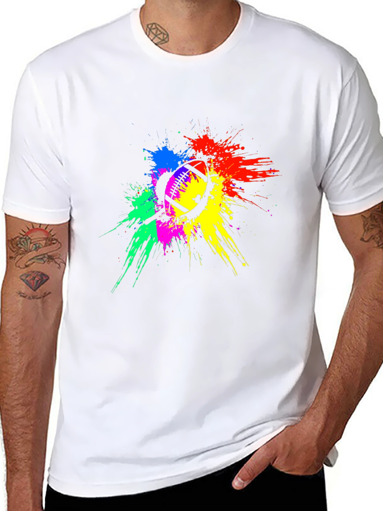 Colorful Football Splatter T-Shirt