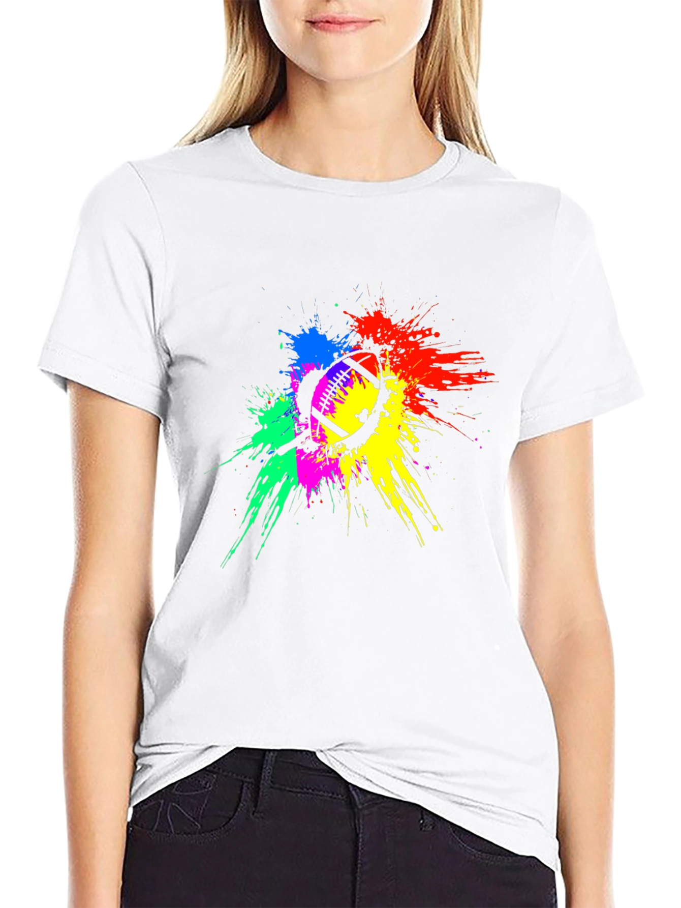 Colorful Football Splatter T-Shirt