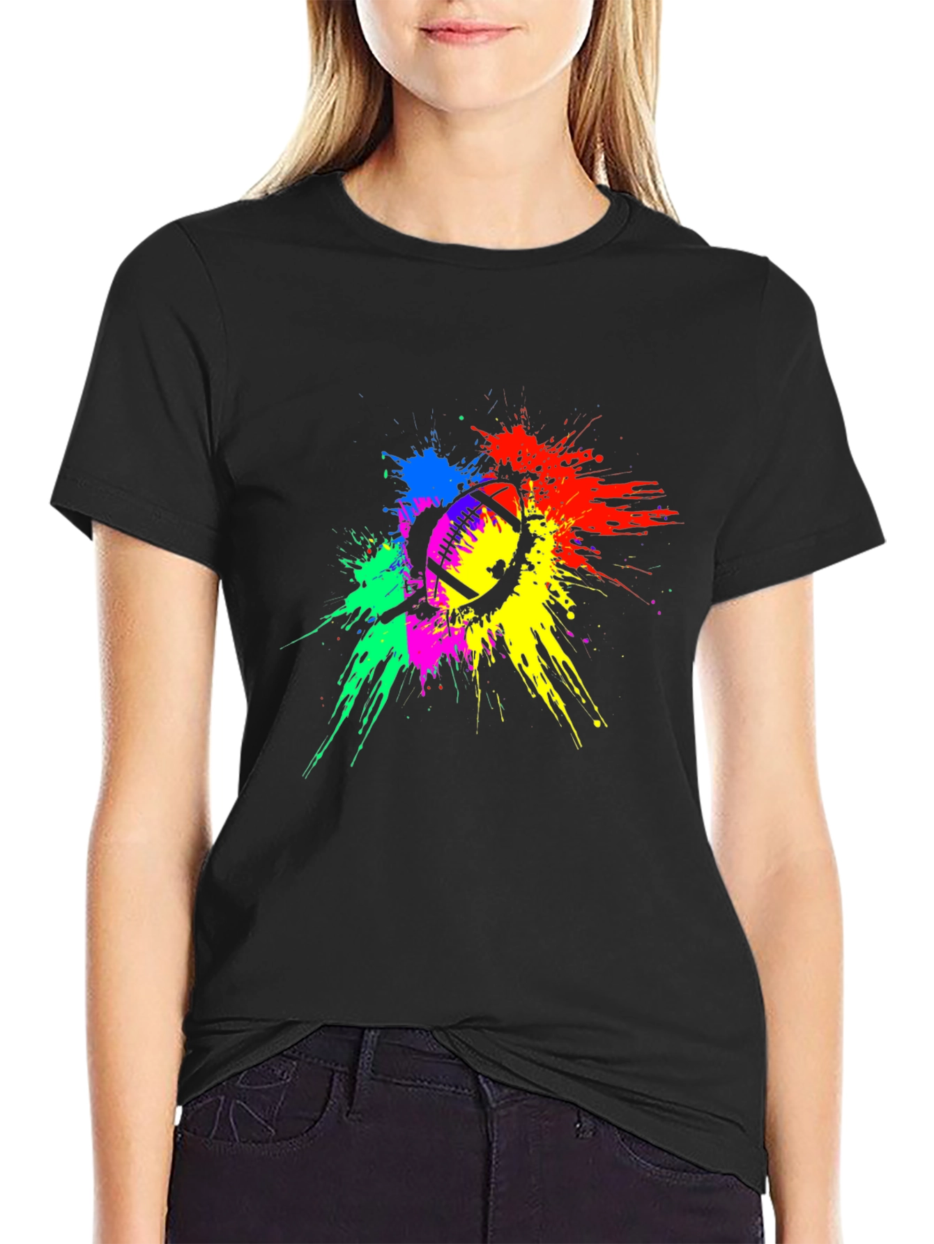 Colorful Football Splatter T-Shirt