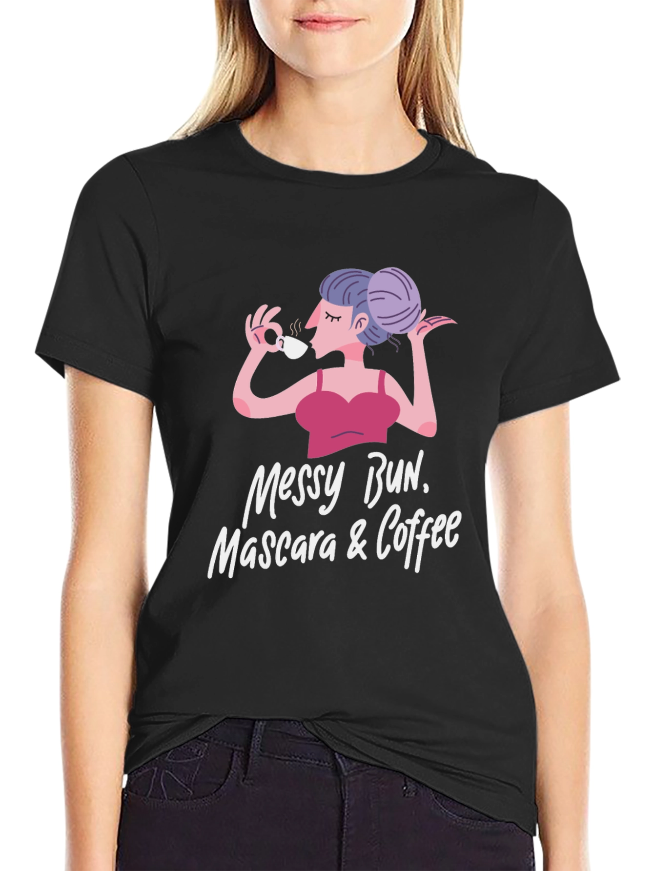 Messy Bun Mascara & Coffee Graphic Tee