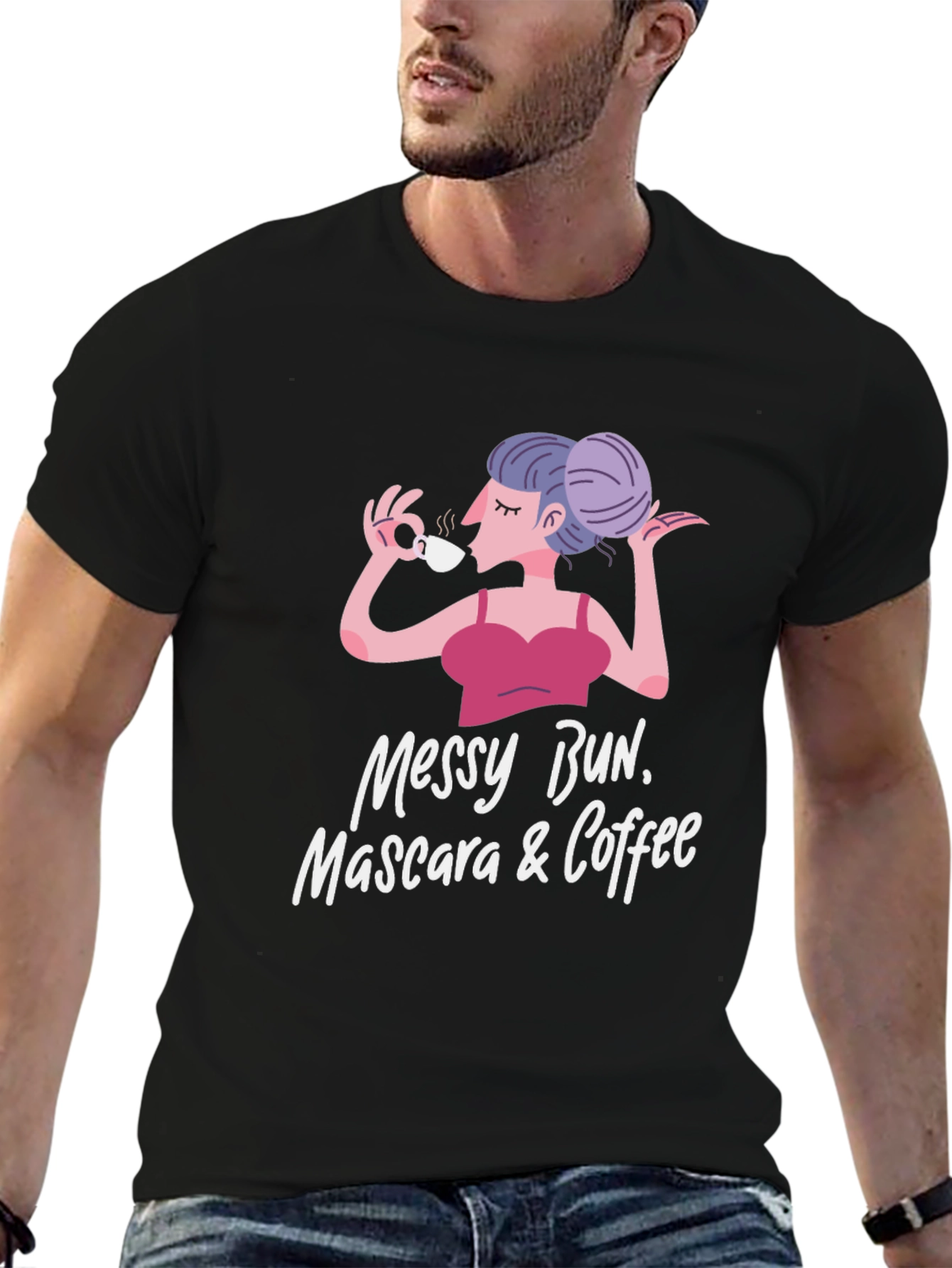 Messy Bun Mascara & Coffee Graphic Tee
