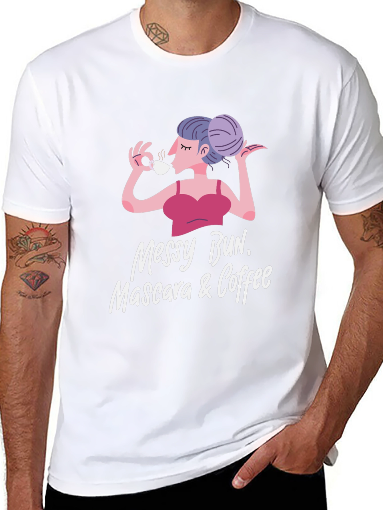 Messy Bun Mascara & Coffee Graphic Tee