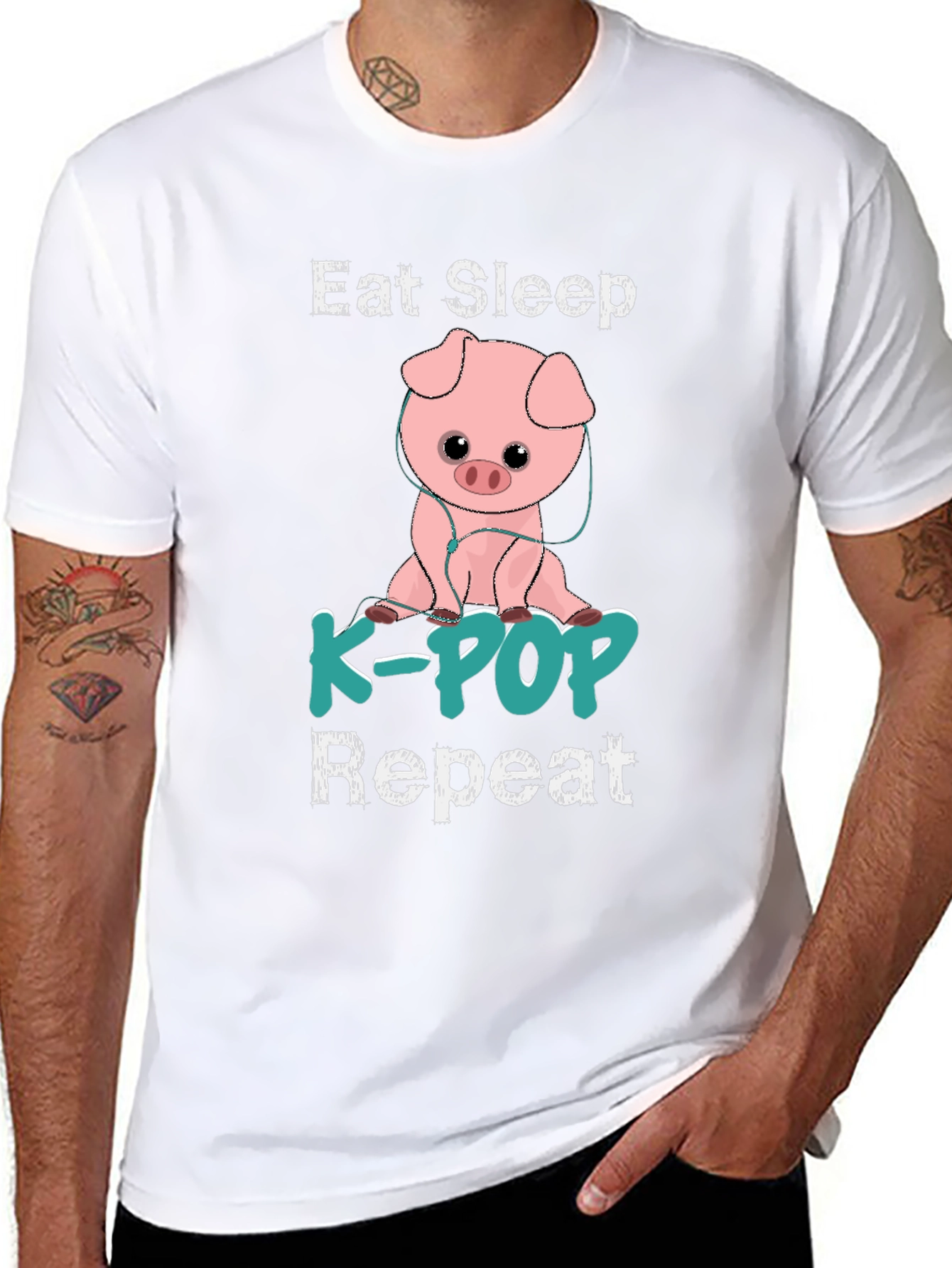 Eat Sleep K-POP Repeat Pig T-Shirt