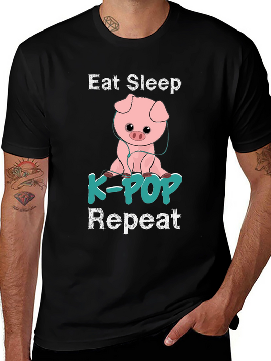 Eat Sleep K-POP Repeat Pig T-Shirt