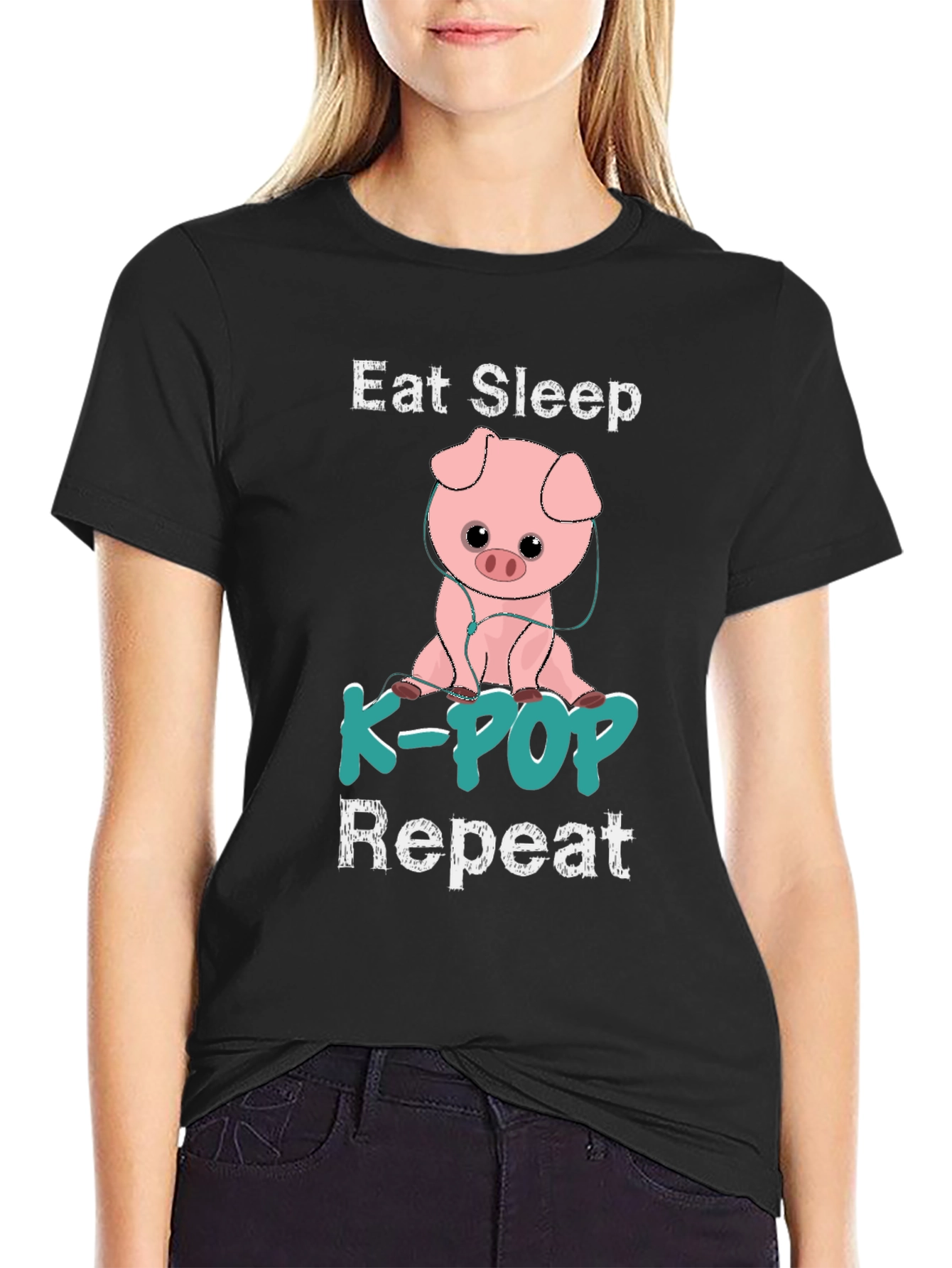 Eat Sleep K-POP Repeat Pig T-Shirt