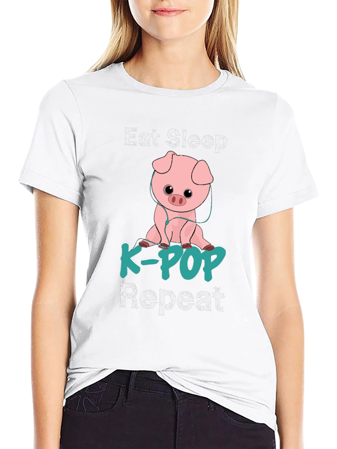 Eat Sleep K-POP Repeat Pig T-Shirt