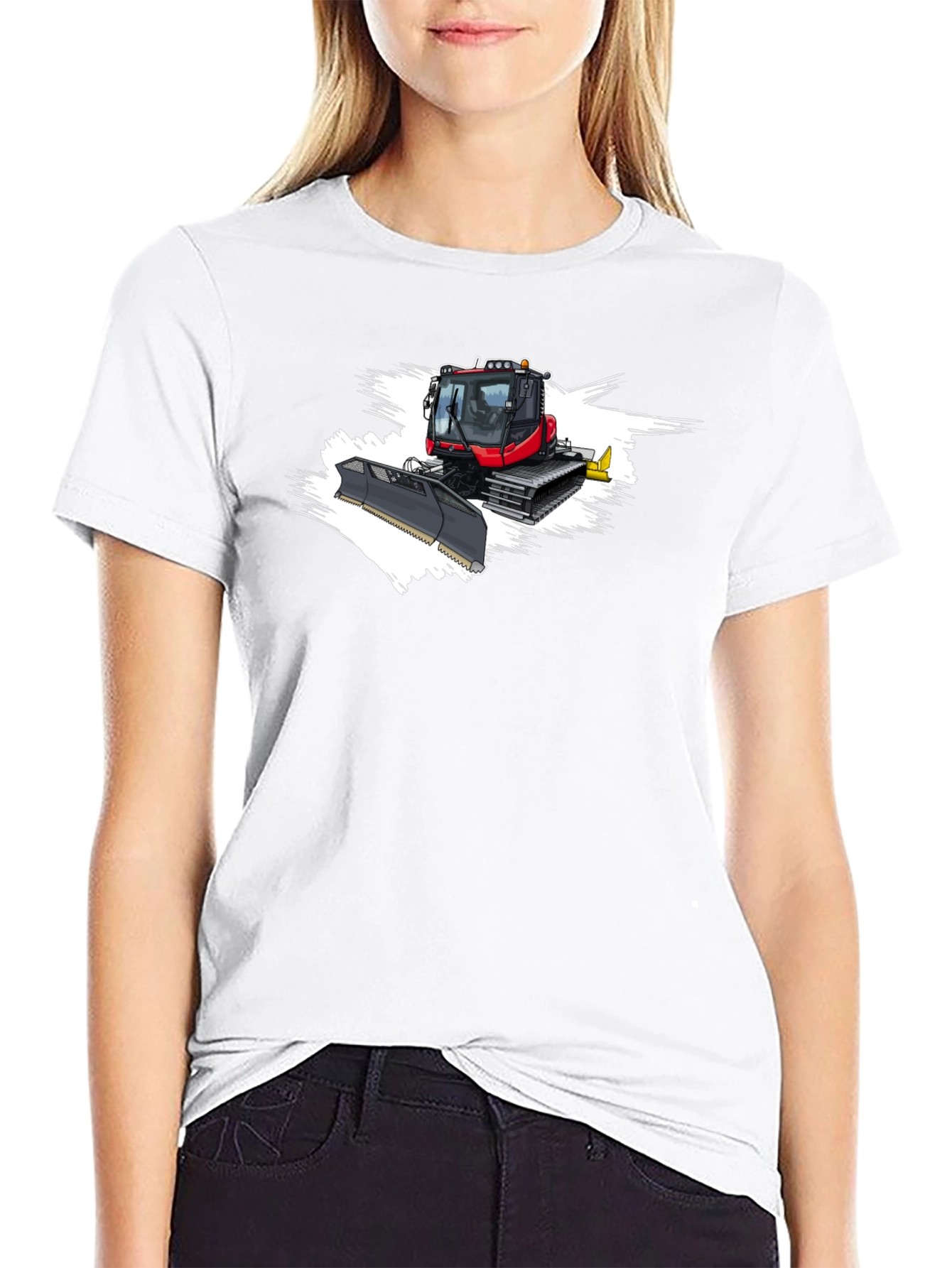 Snow Groomer Graphic Tee - Black Cotton Shirt
