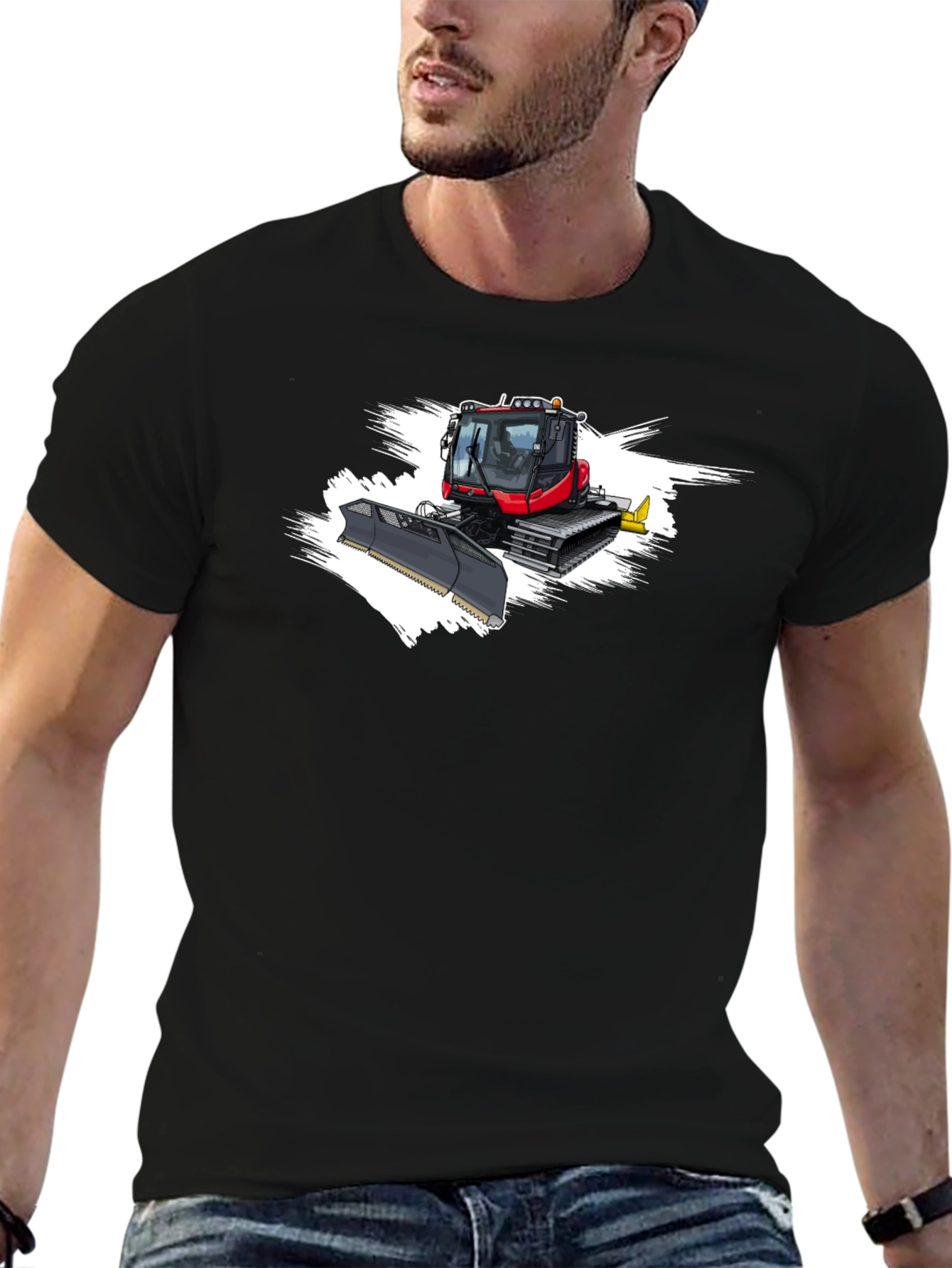 Snow Groomer Graphic Tee - Black Cotton Shirt