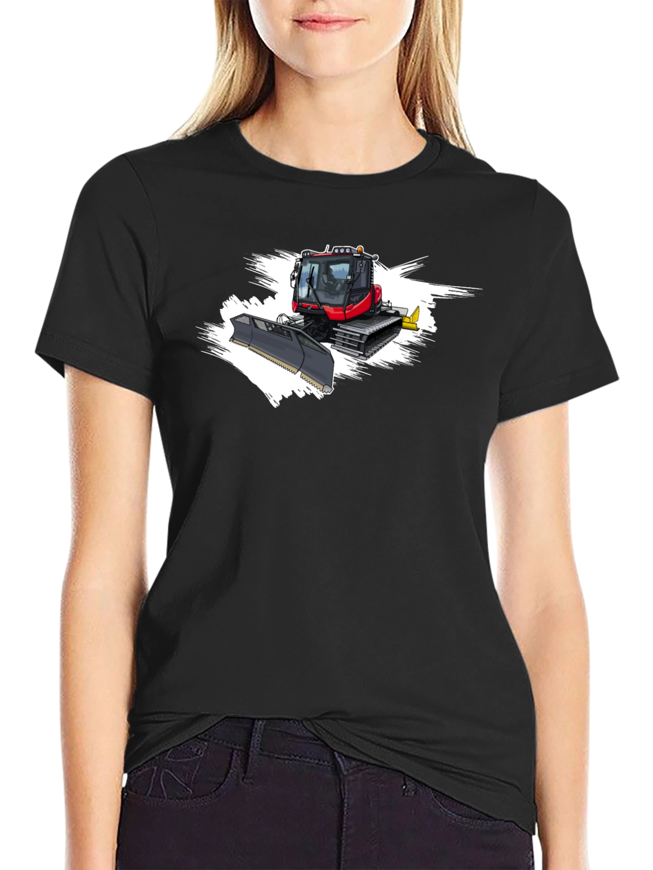 Snow Groomer Graphic Tee - Black Cotton Shirt