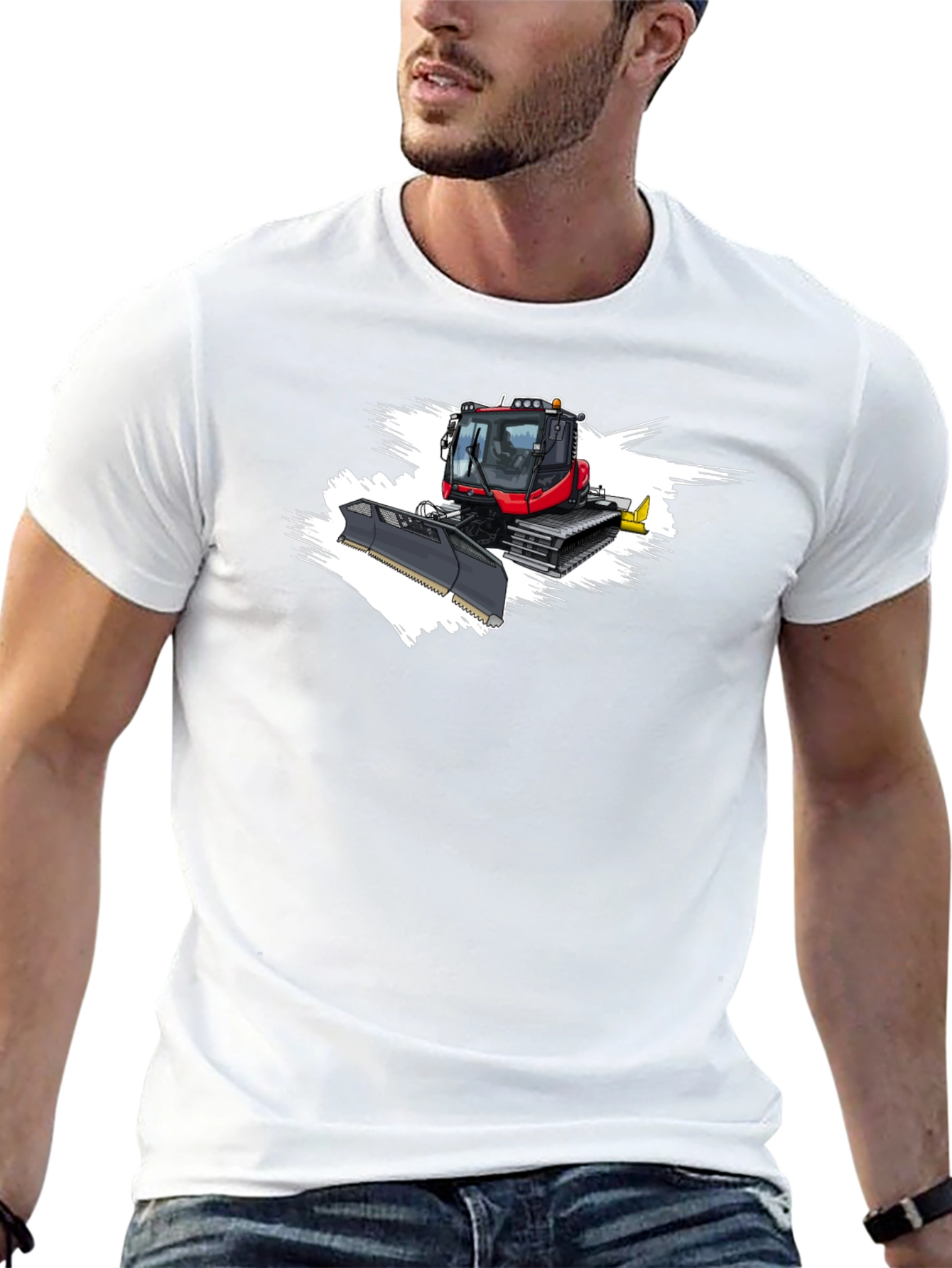 Snow Groomer Graphic Tee - Black Cotton Shirt