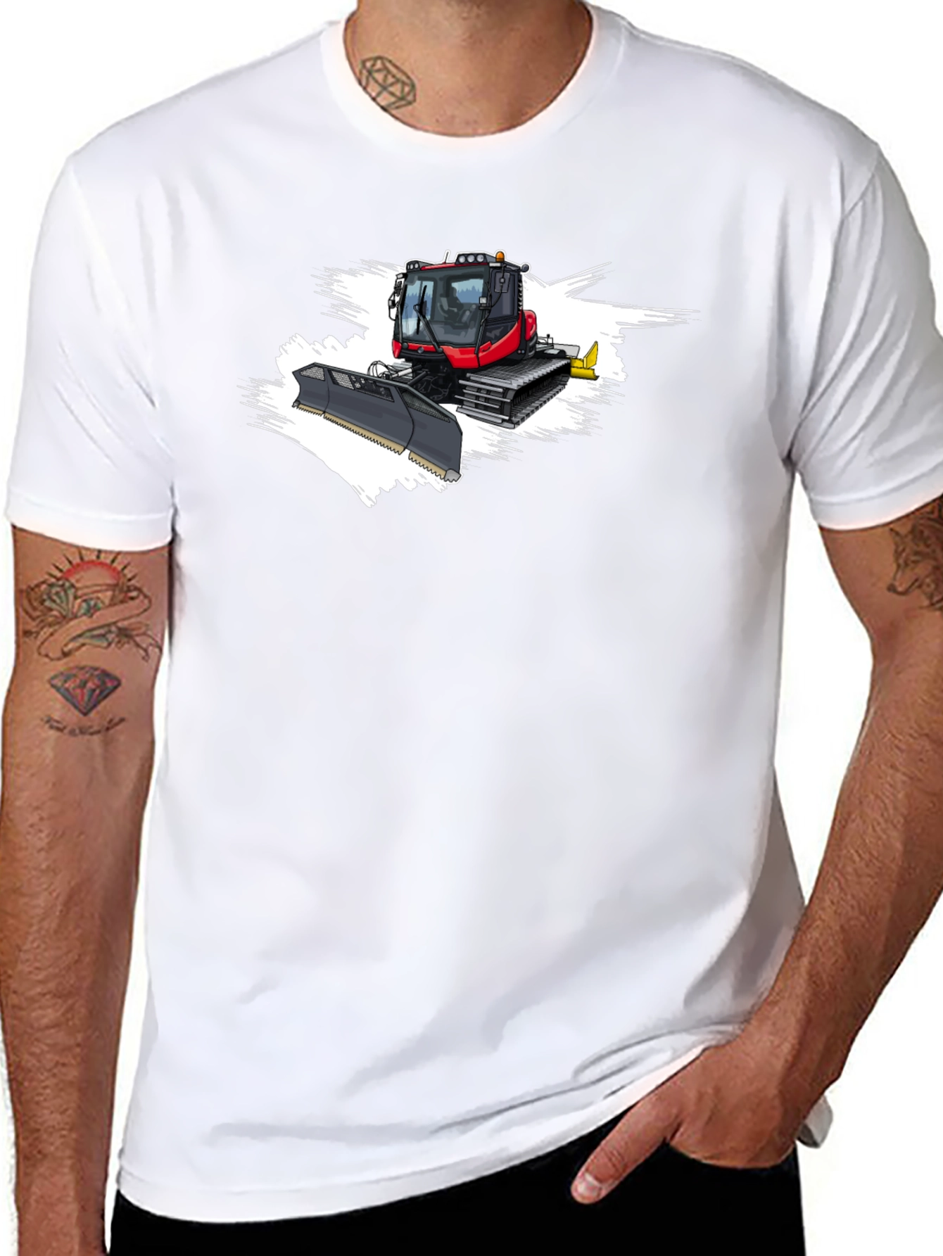 Snow Groomer Graphic Tee - Black Cotton Shirt