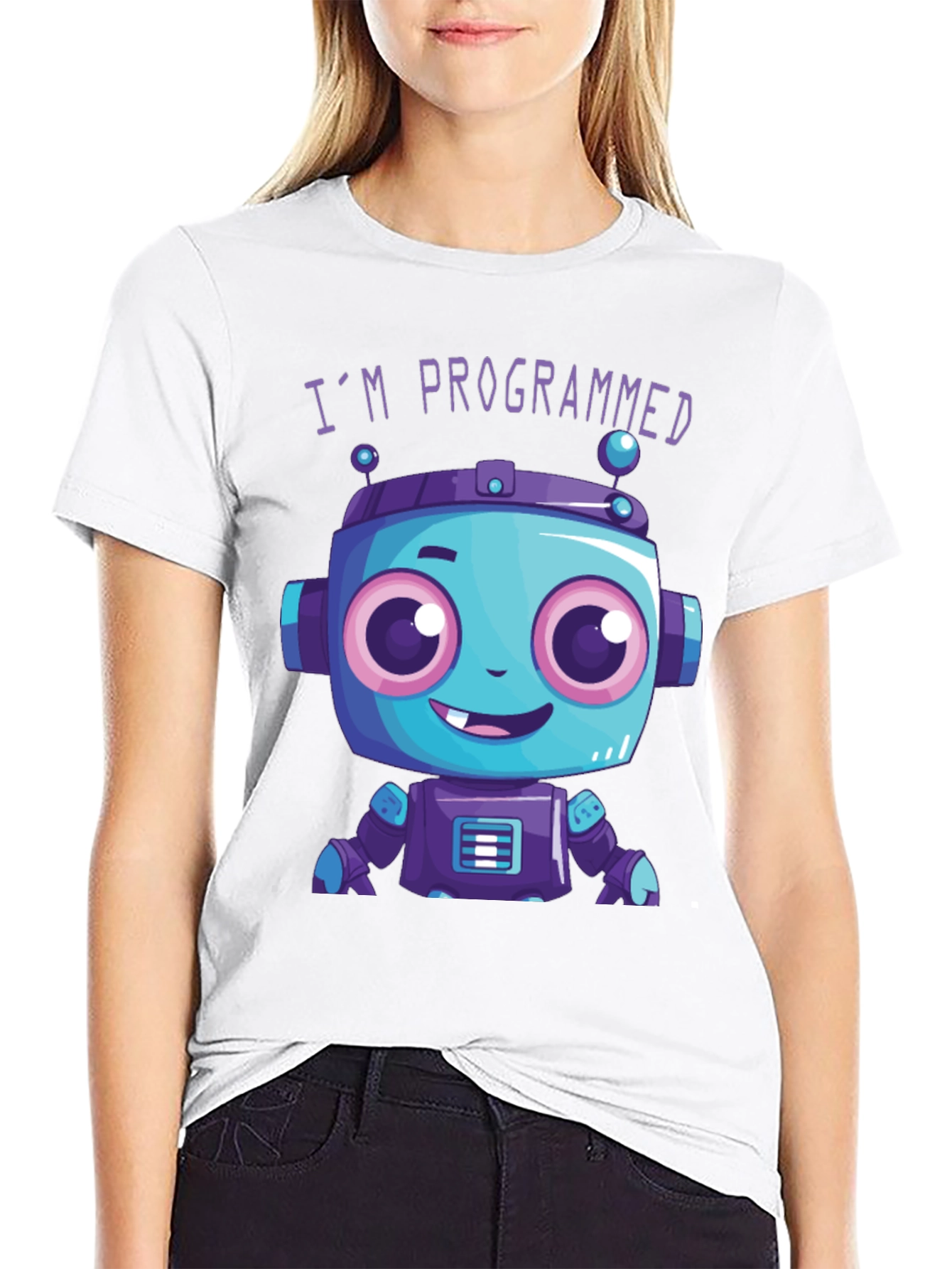 Programmed Robot Graphic Tee - Funny Coded Character T-Shirt