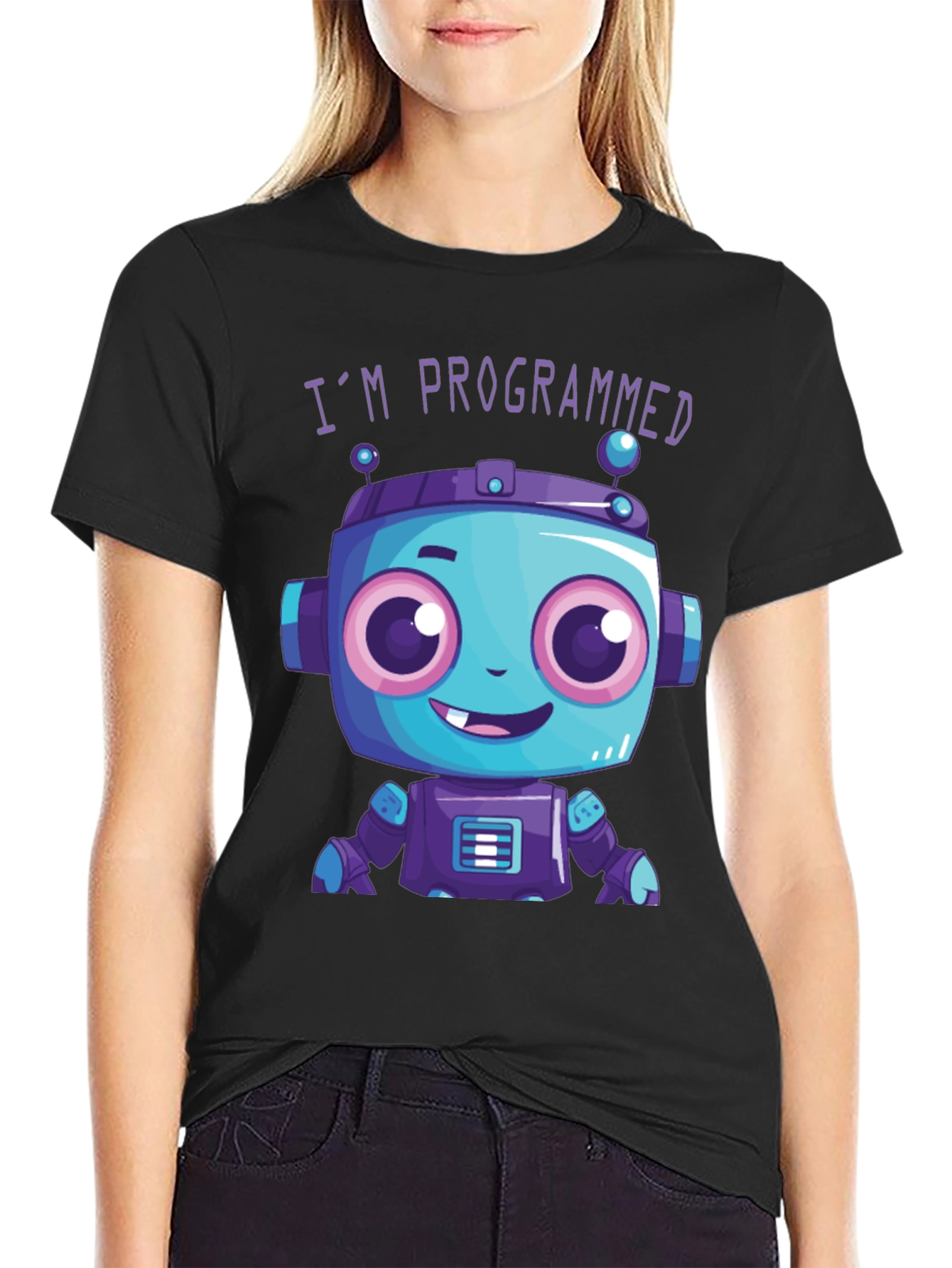Programmed Robot Graphic Tee - Funny Coded Character T-Shirt