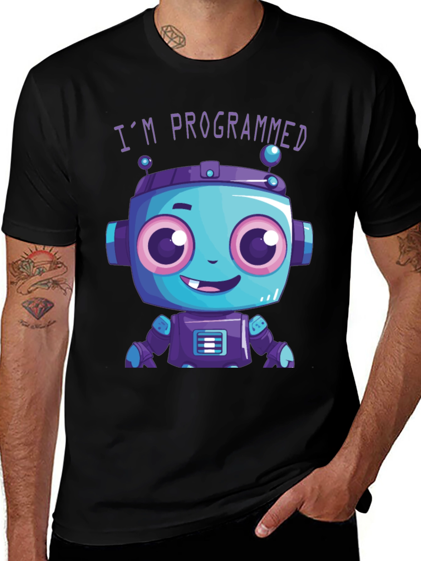 Programmed Robot Graphic Tee - Funny Coded Character T-Shirt