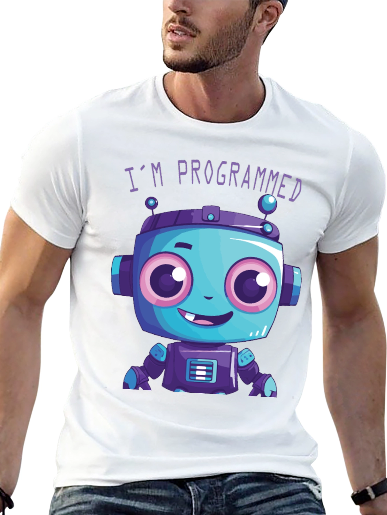 Programmed Robot Graphic Tee - Funny Coded Character T-Shirt