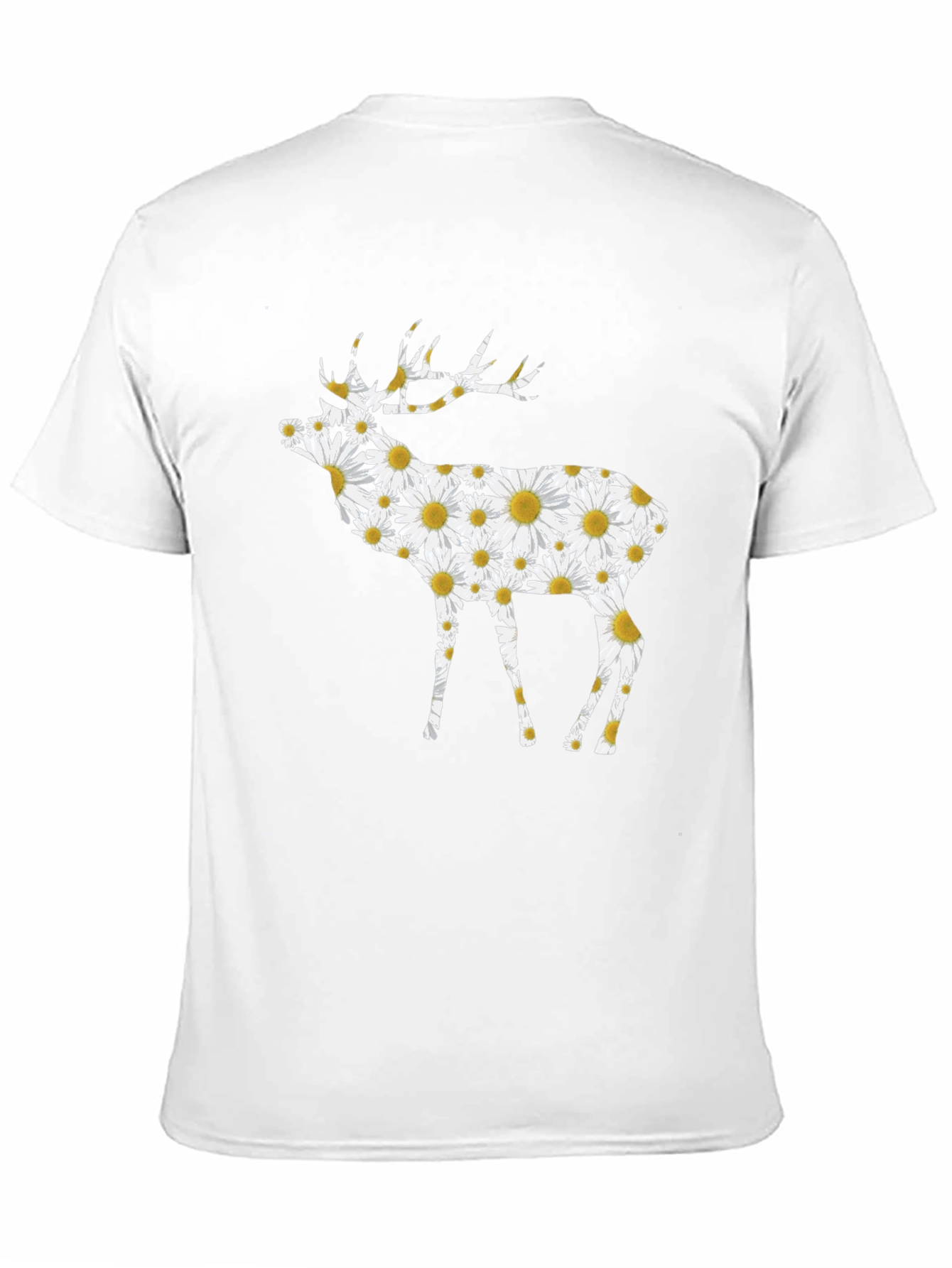 Floral Deer Graphic Tee - Black Cotton T-Shirt