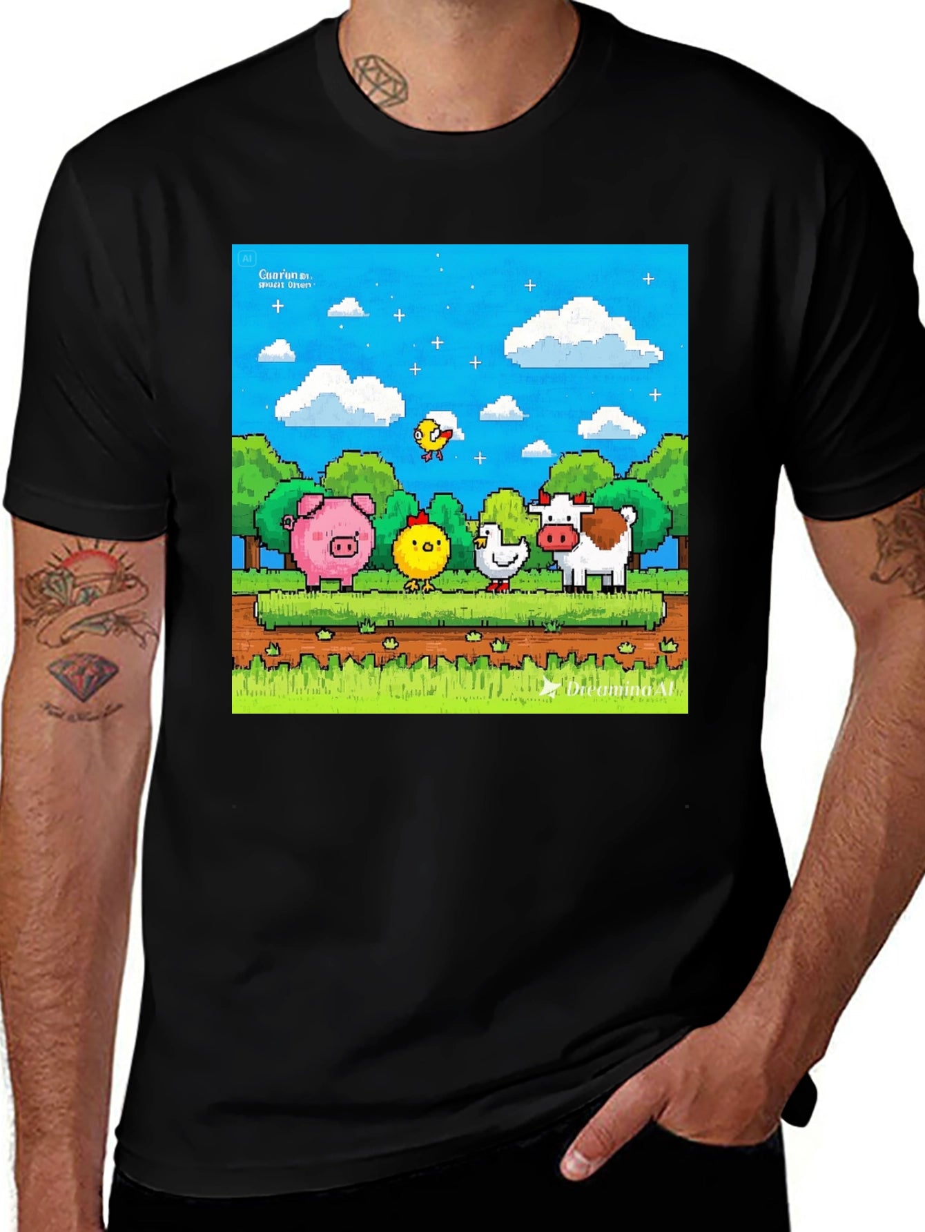 Pixel Farm Animal T-Shirt - Cute 8-Bit Design