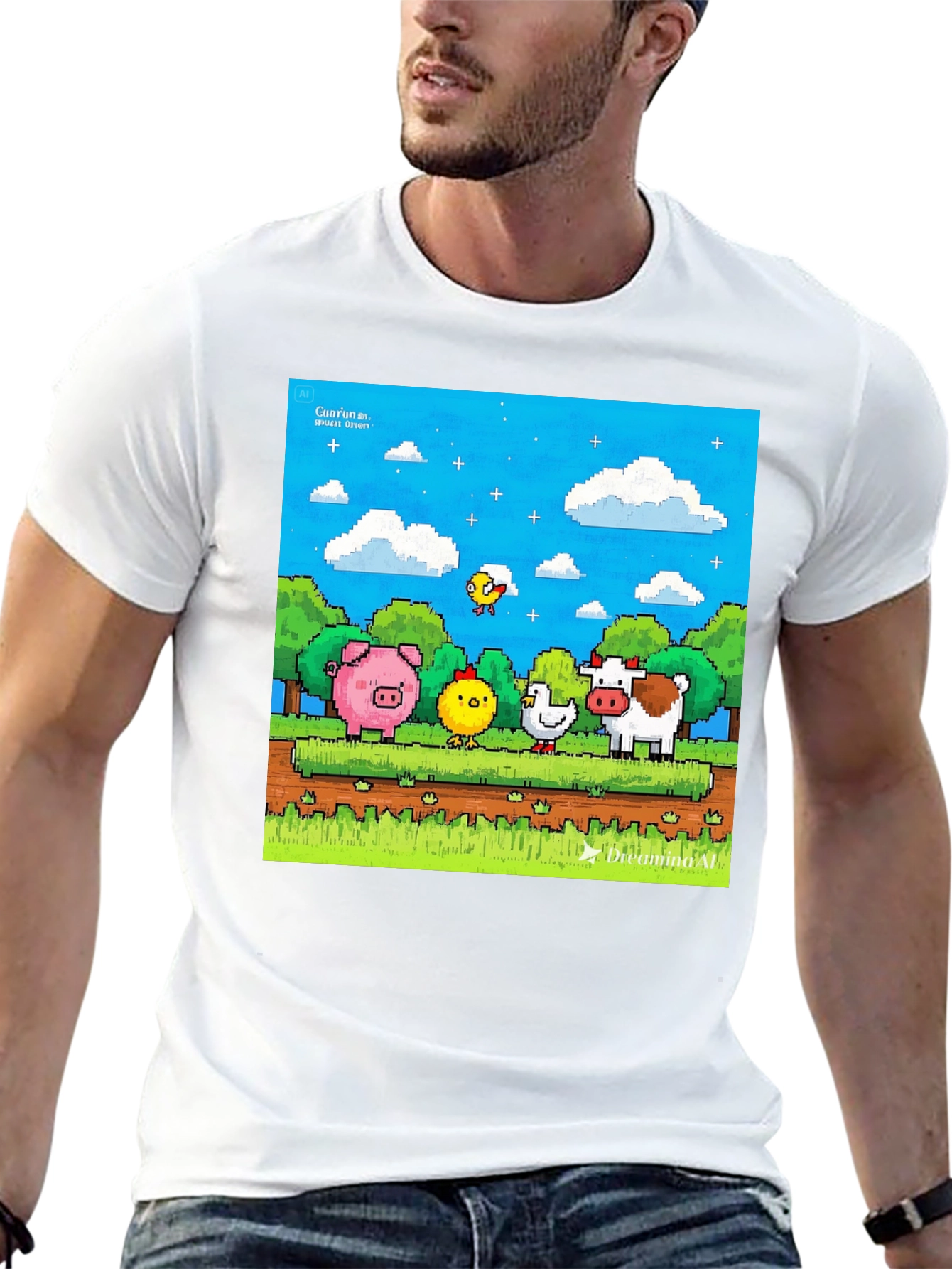 Pixel Farm Animal T-Shirt - Cute 8-Bit Design