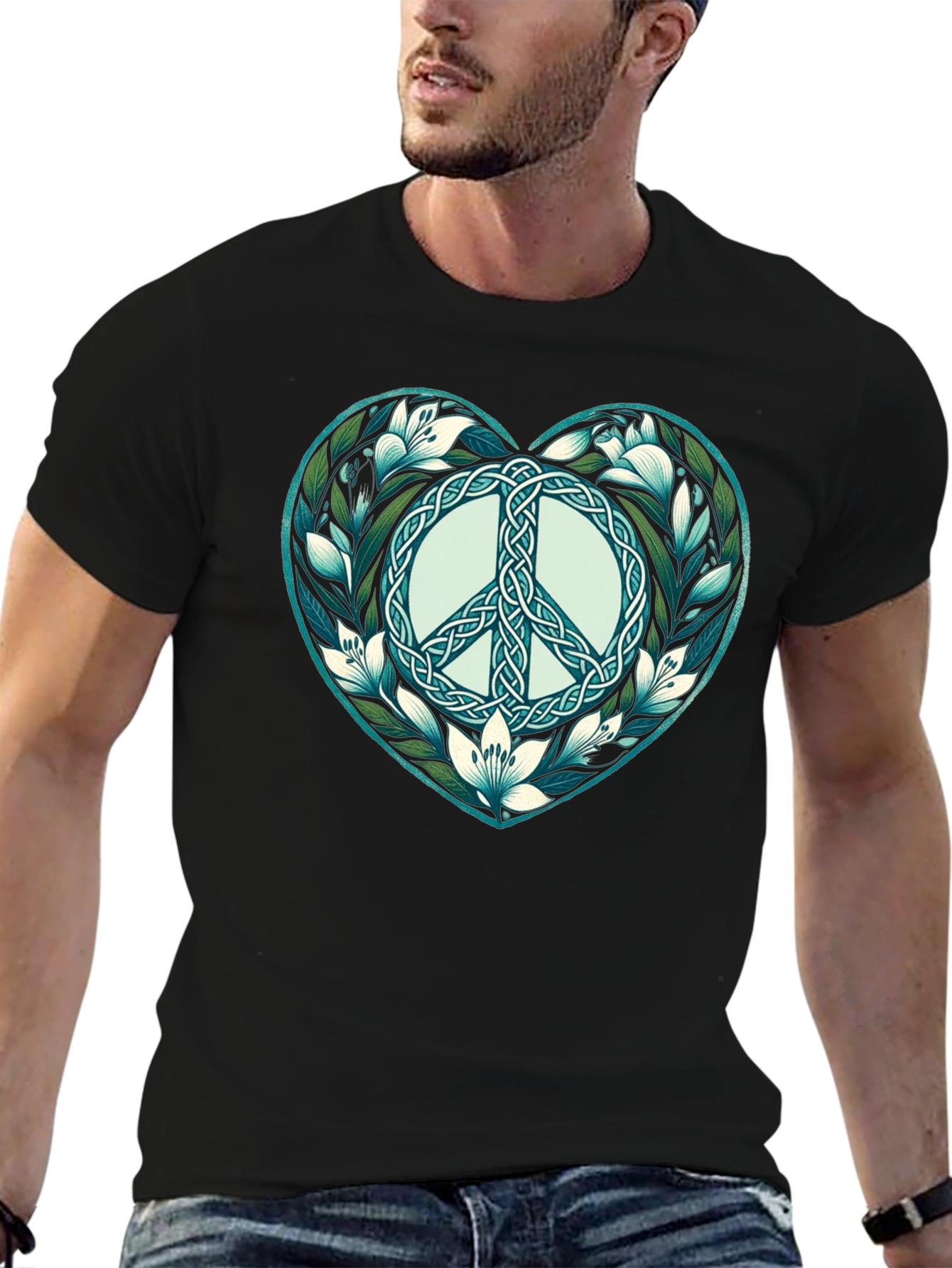 Peace Symbol Heart Graphic T-Shirt