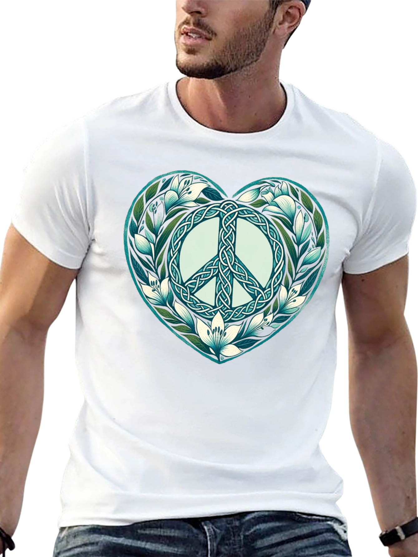Peace Symbol Heart Graphic T-Shirt