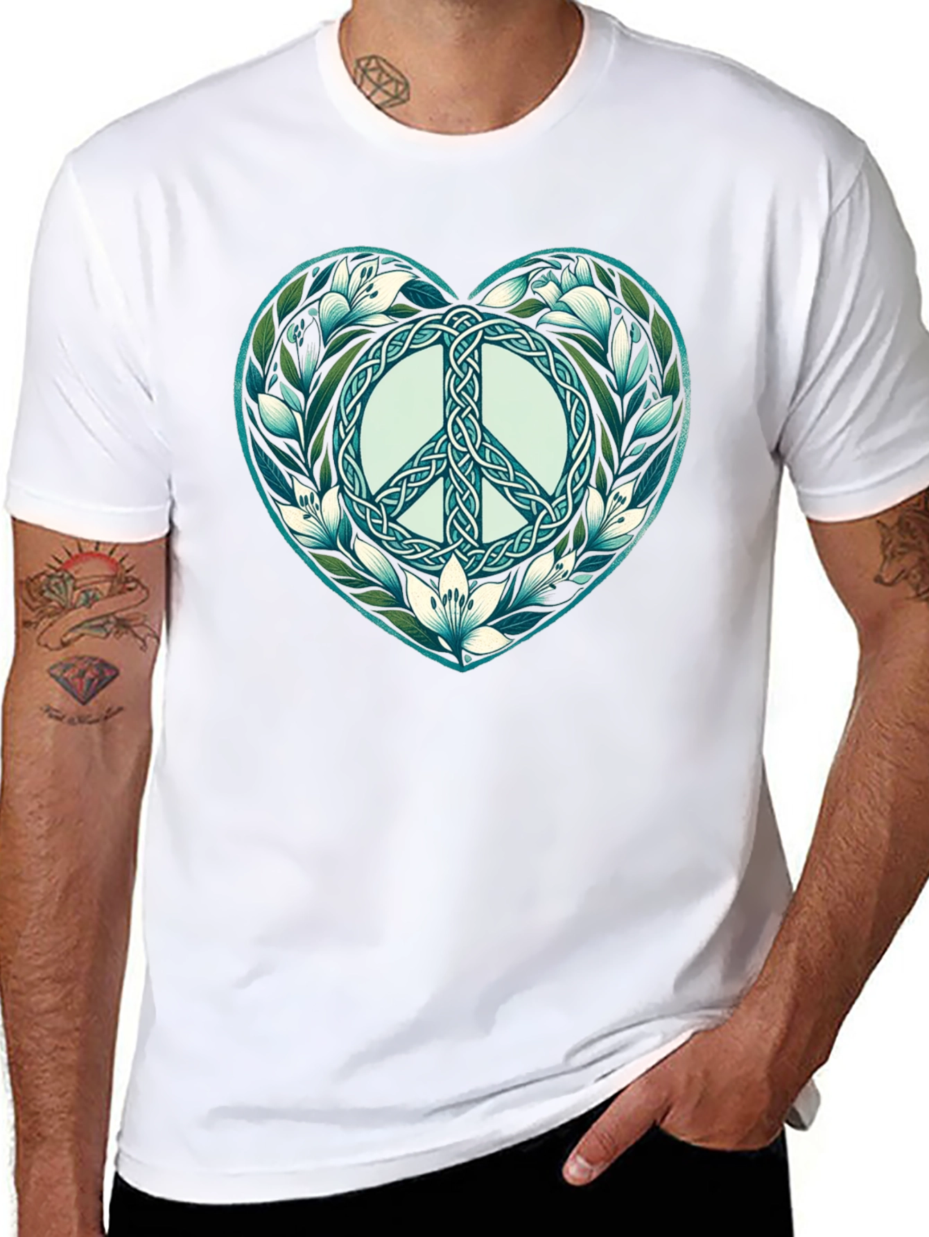 Peace Symbol Heart Graphic T-Shirt