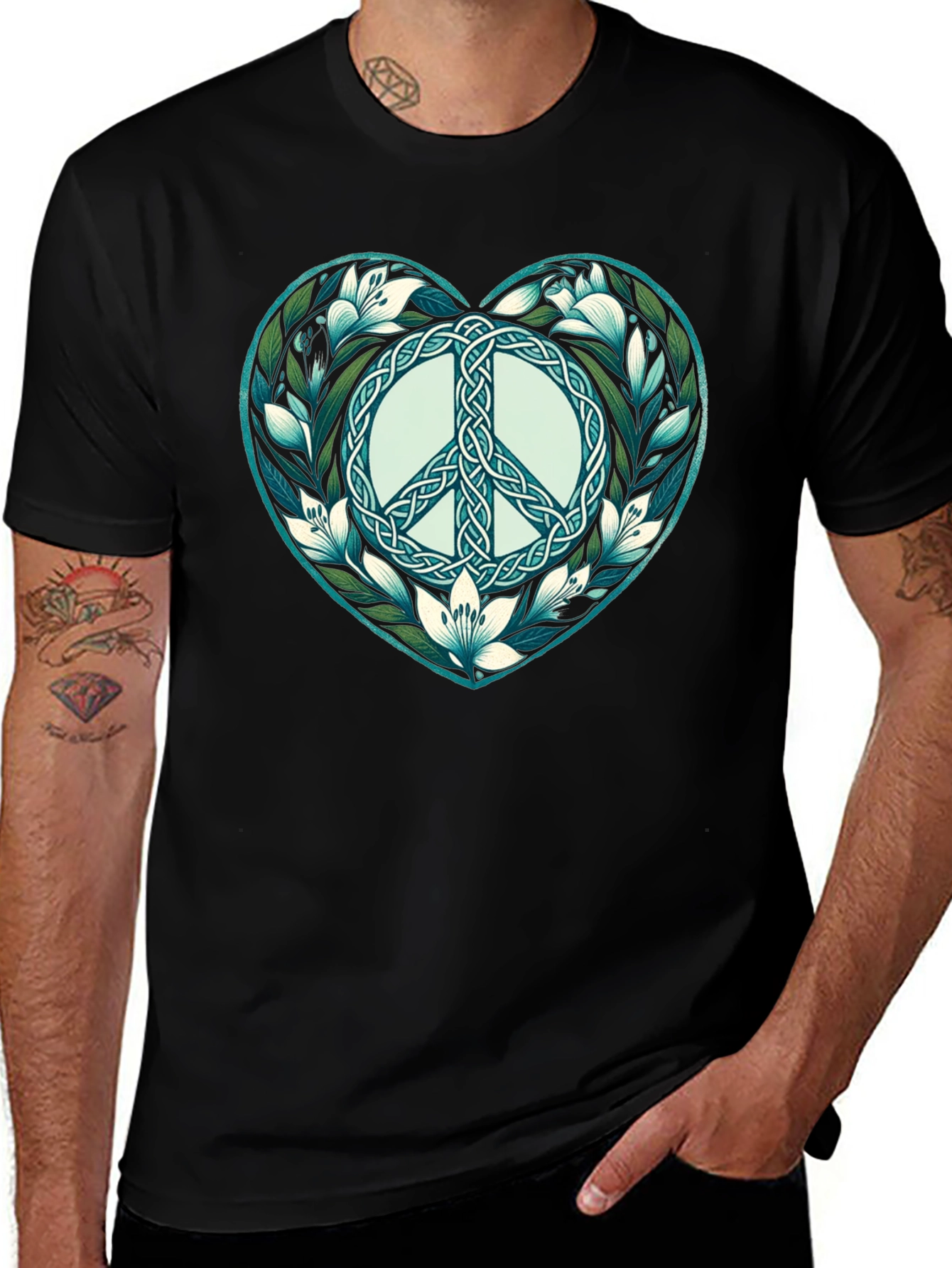 Peace Symbol Heart Graphic T-Shirt