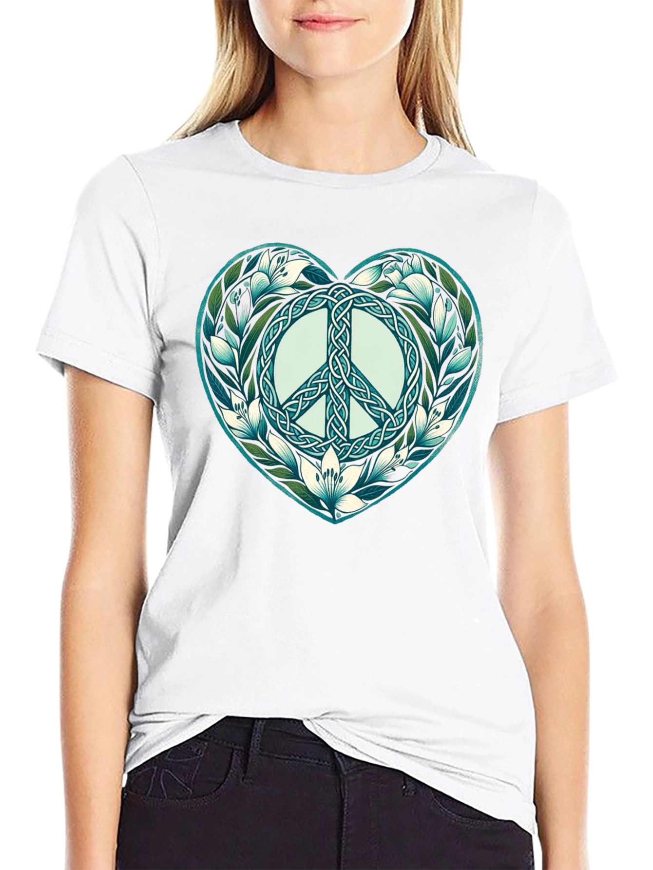 Peace Symbol Heart Graphic T-Shirt