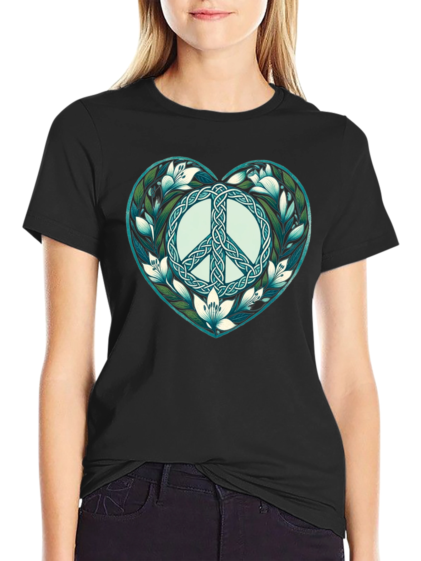 Peace Symbol Heart Graphic T-Shirt