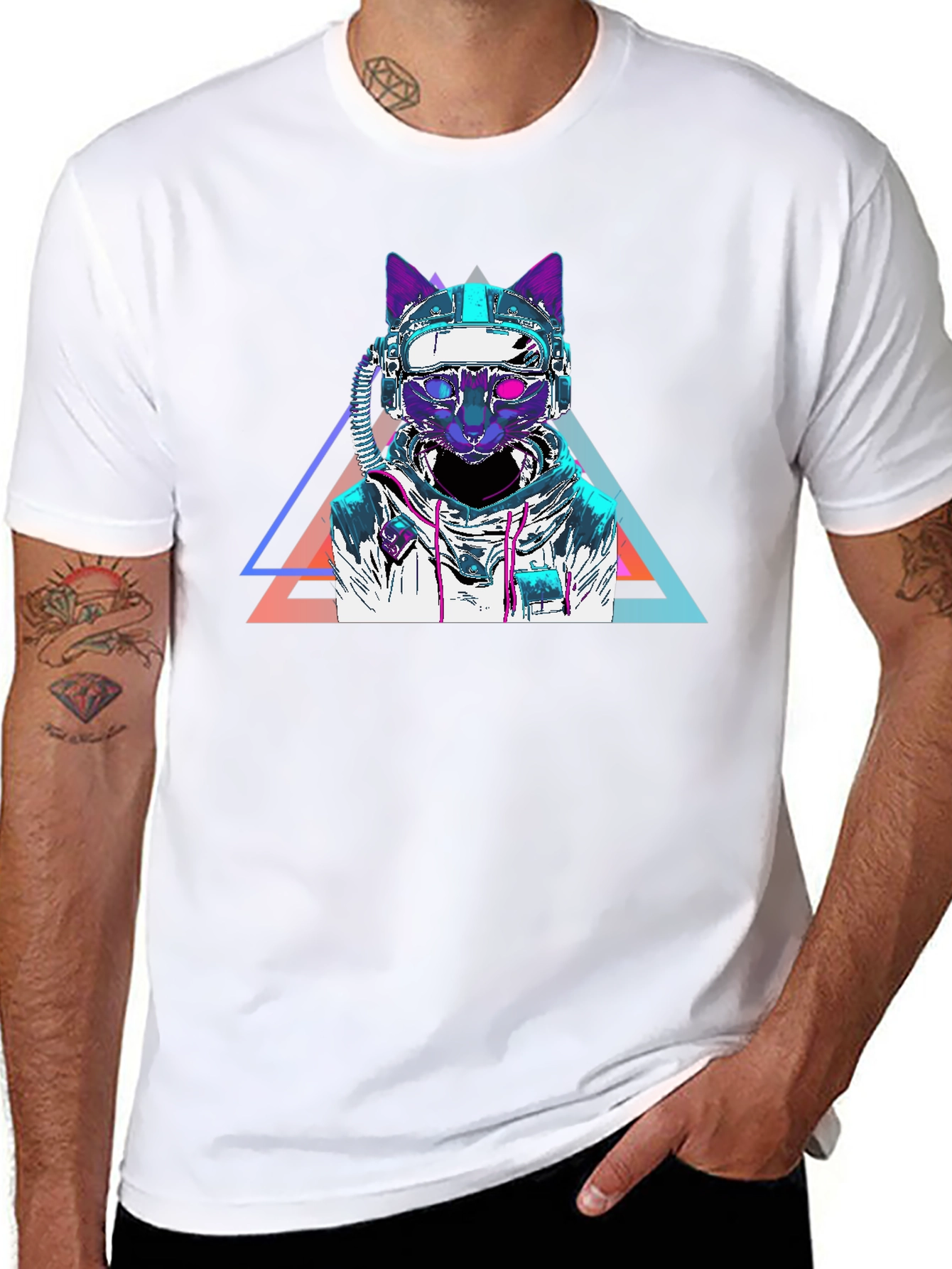 Cyberpunk Cat T-Shirt - Futuristic Space Kitty Tee