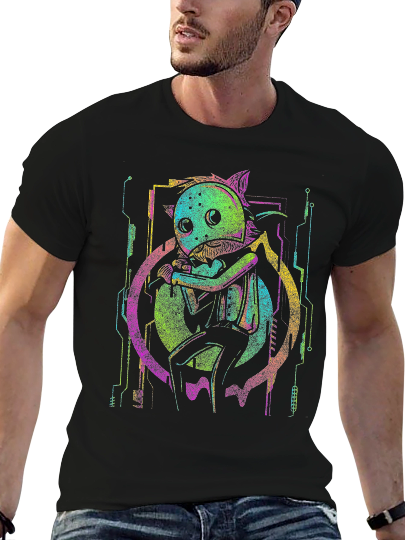 Neon Cyberpunk Cat T-Shirt