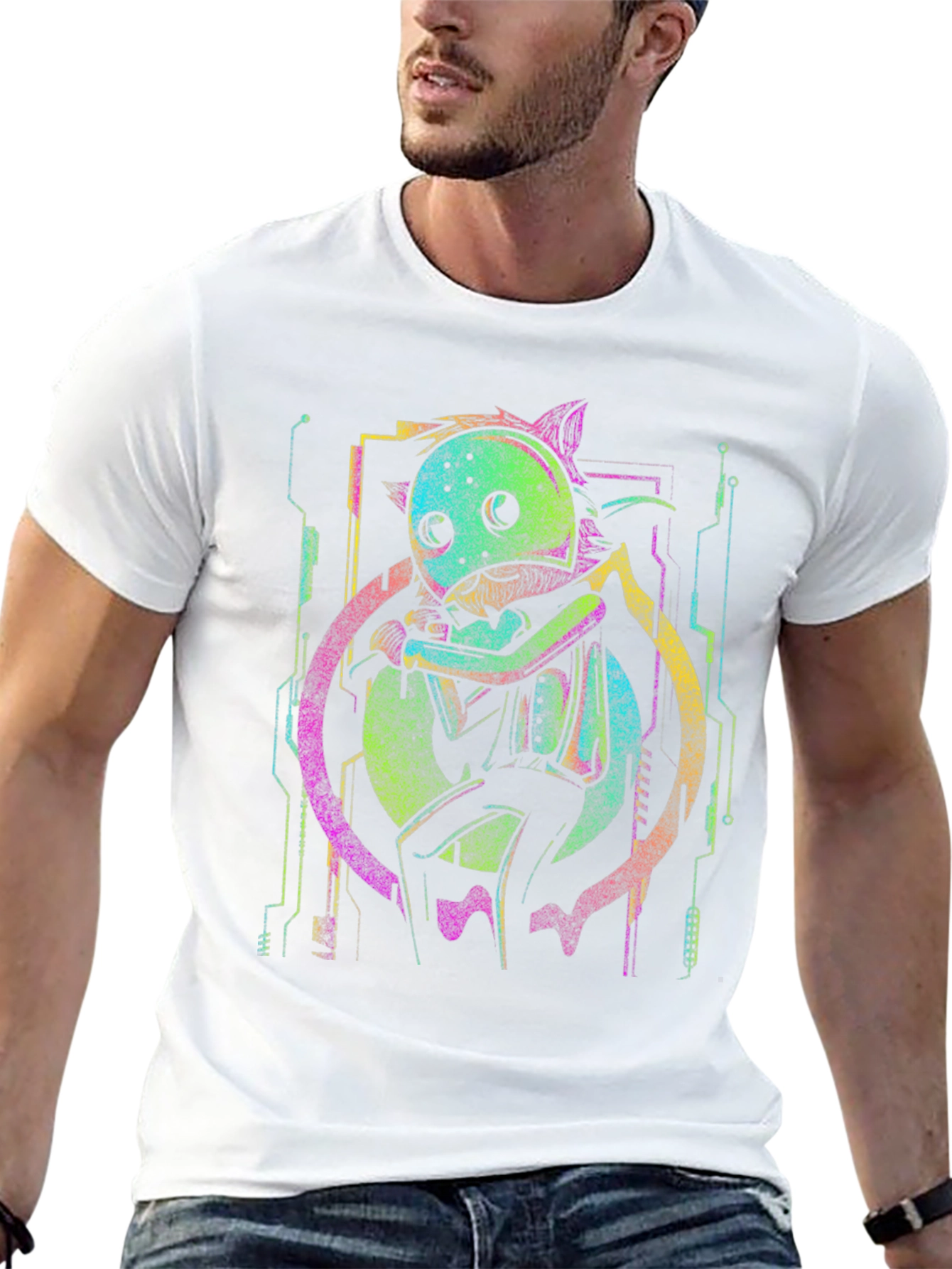 Neon Cyberpunk Cat T-Shirt