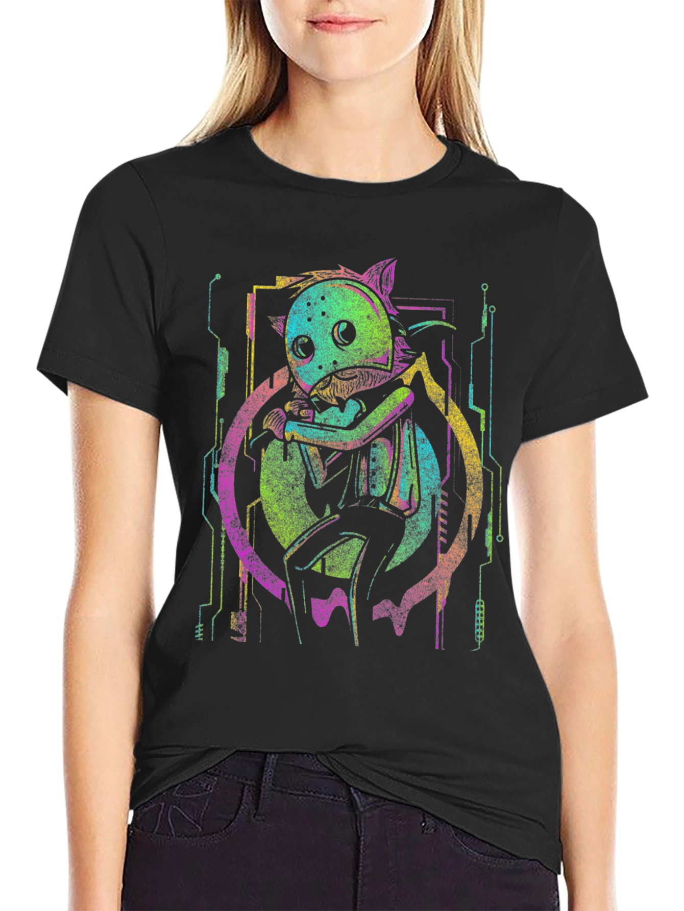Neon Cyberpunk Cat T-Shirt