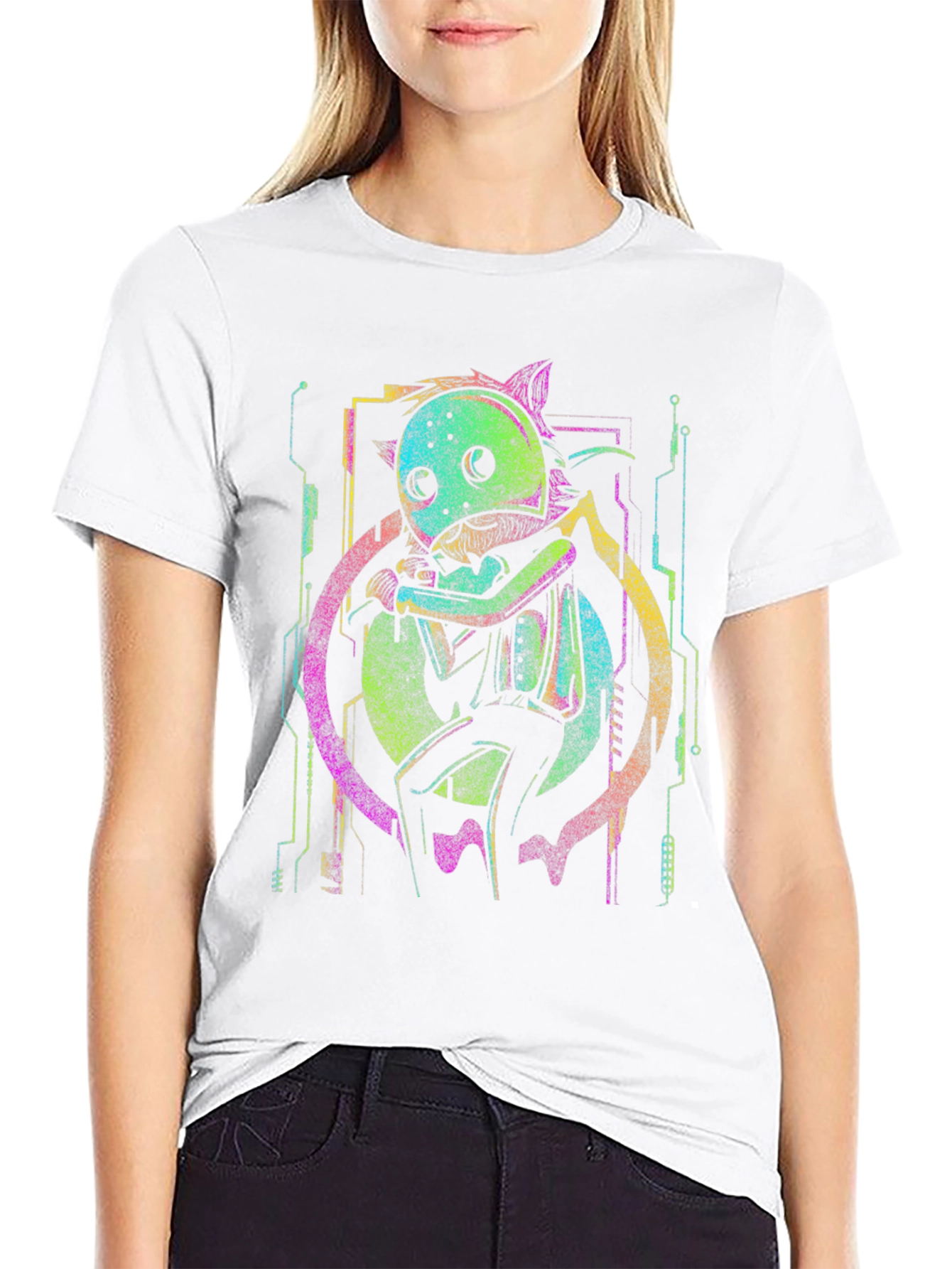 Neon Cyberpunk Cat T-Shirt