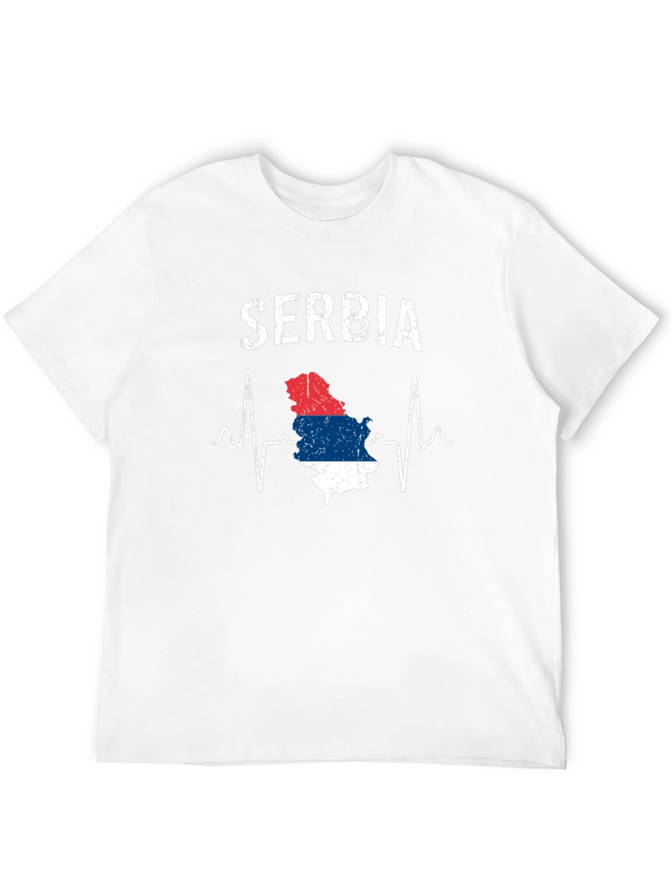 Serbia Heartbeat Flag Graphic Tee - Black